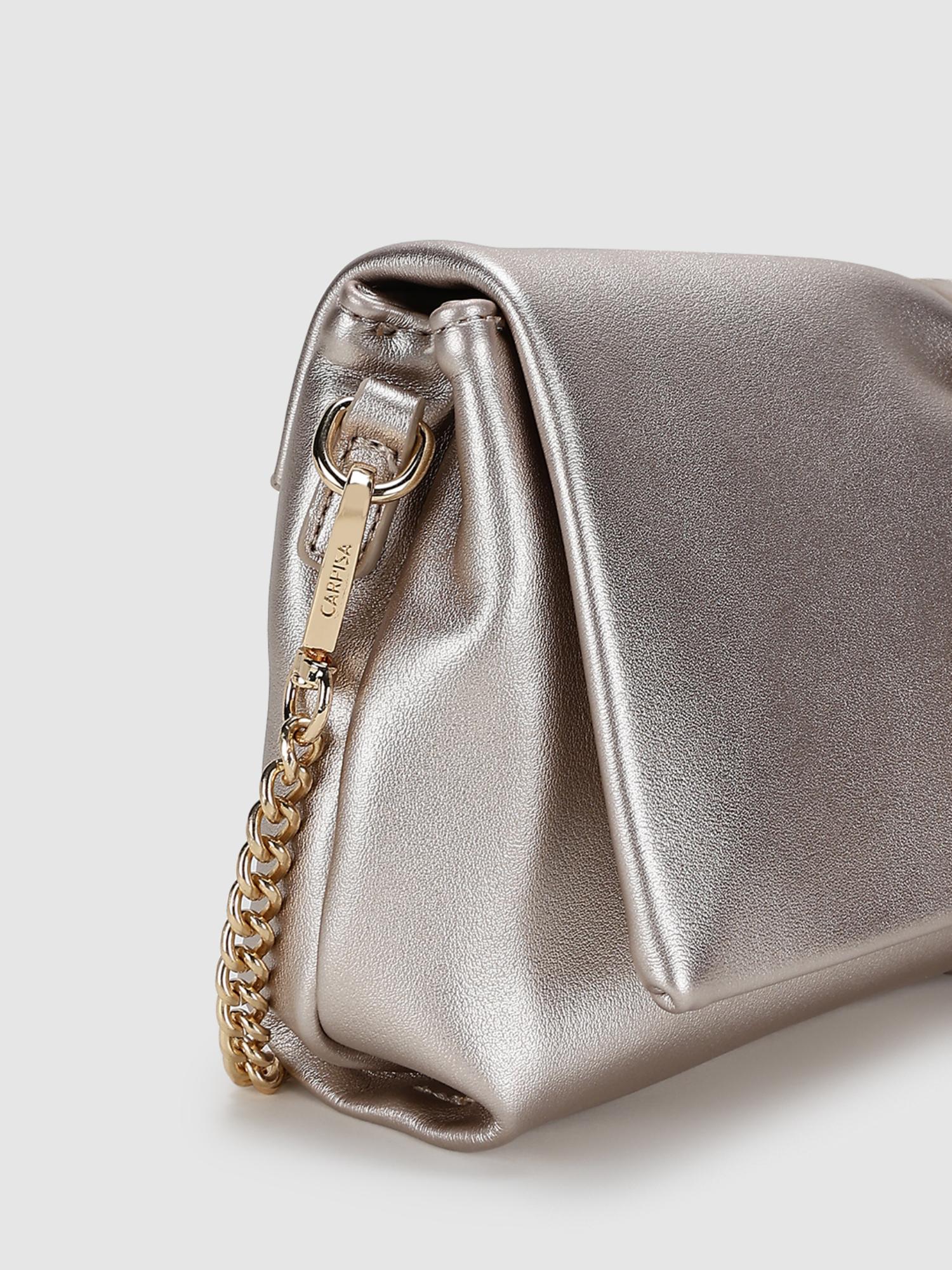 Cindy Women Crossbody Sling Bag With Detachable Strap - White Gold (S)