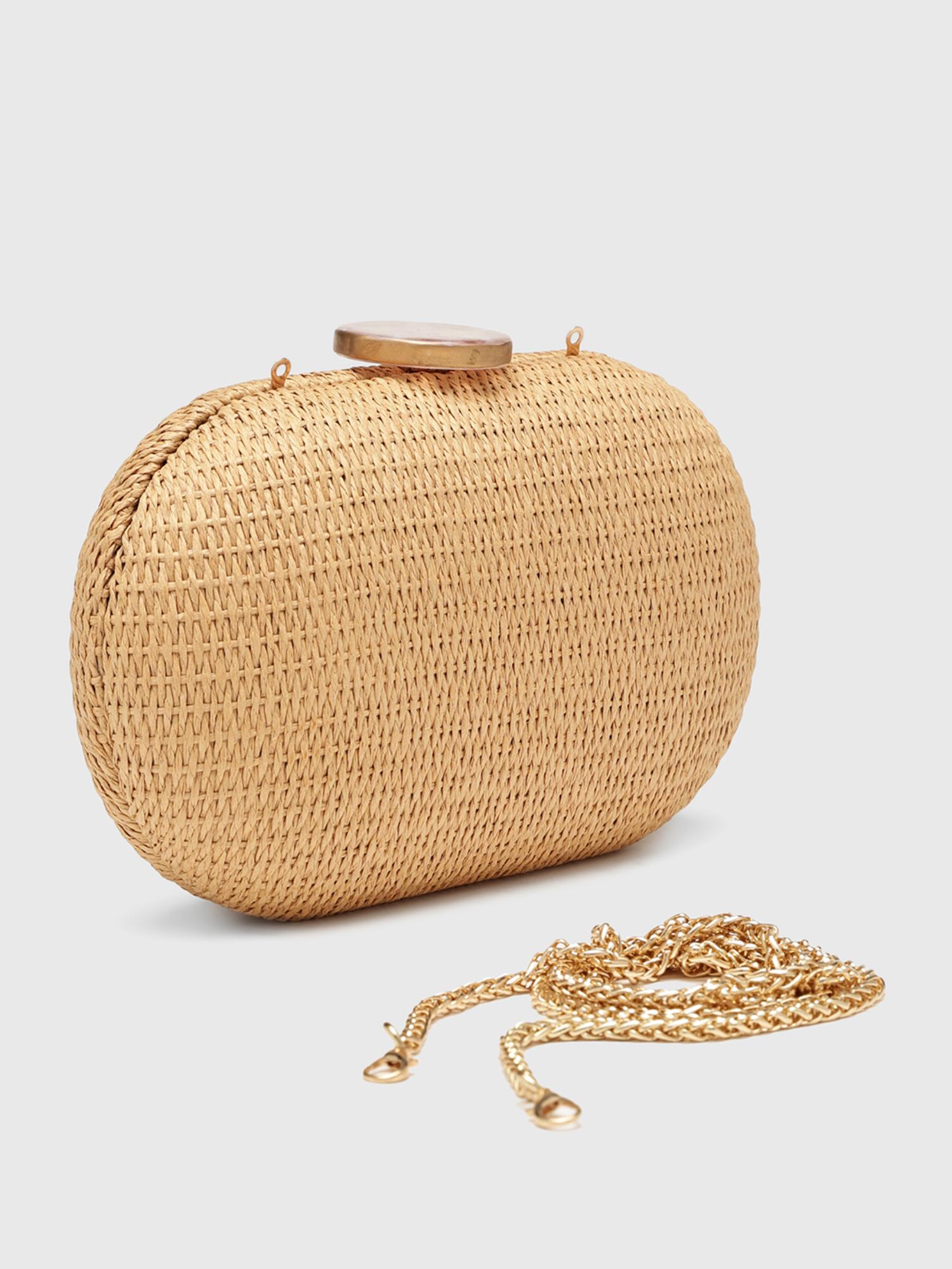 Tangerine Women Clutch With Detachable Strap - Beige (S)