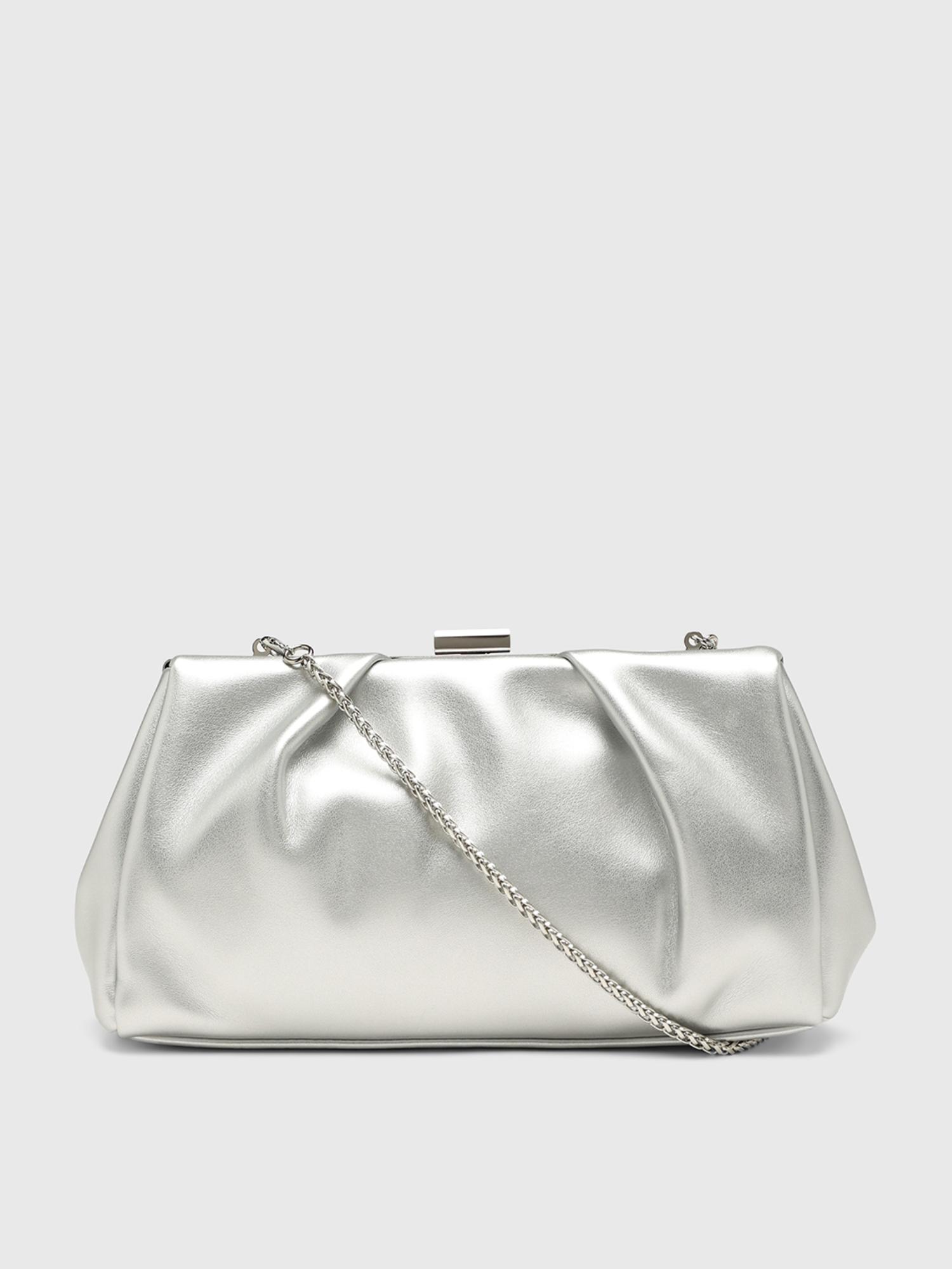 Mambo Women Clutch With Detachable Strap - Silver (S)