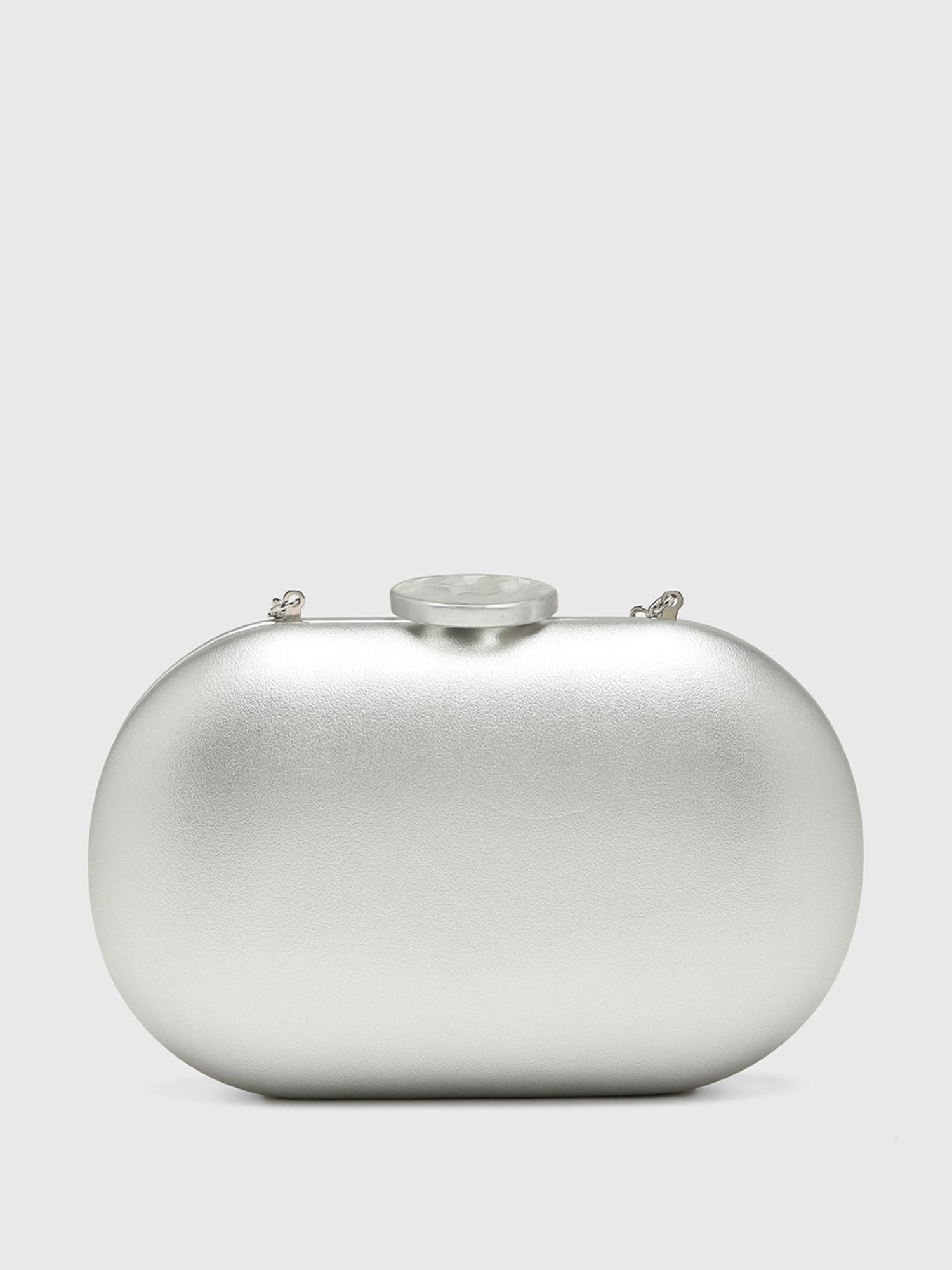Tangerine V2 Women Clutch With Detachable Strap - Silver (S)