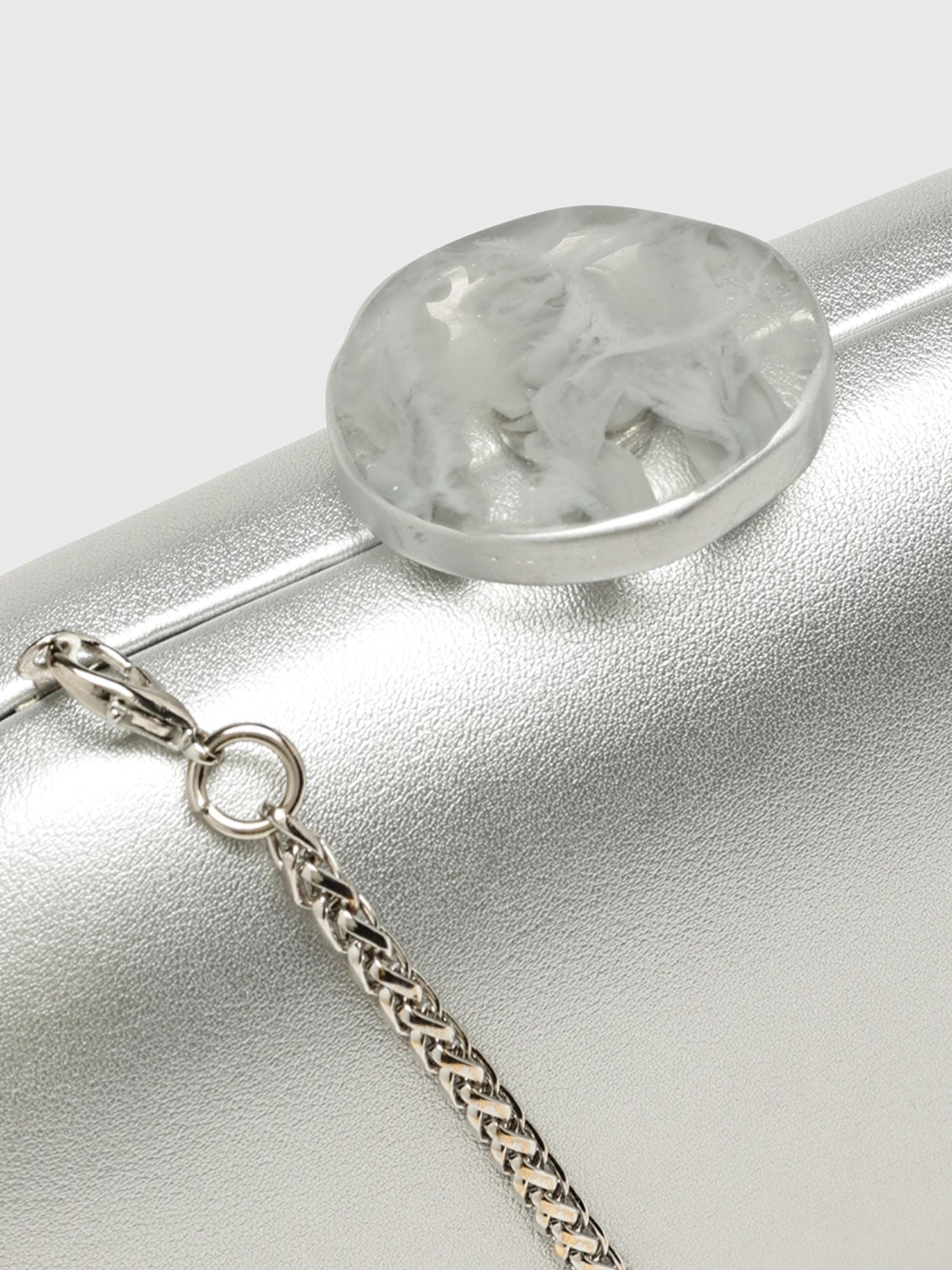 Tangerine V2 Women Clutch With Detachable Strap - Silver (S)