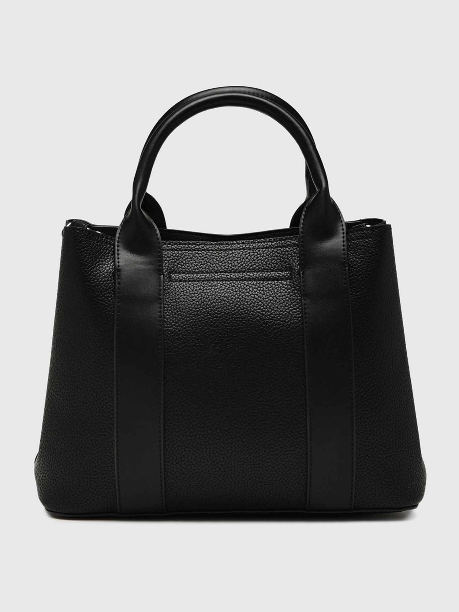 Edvige Women Satchel Bag With Detachable Strap - Black (M)