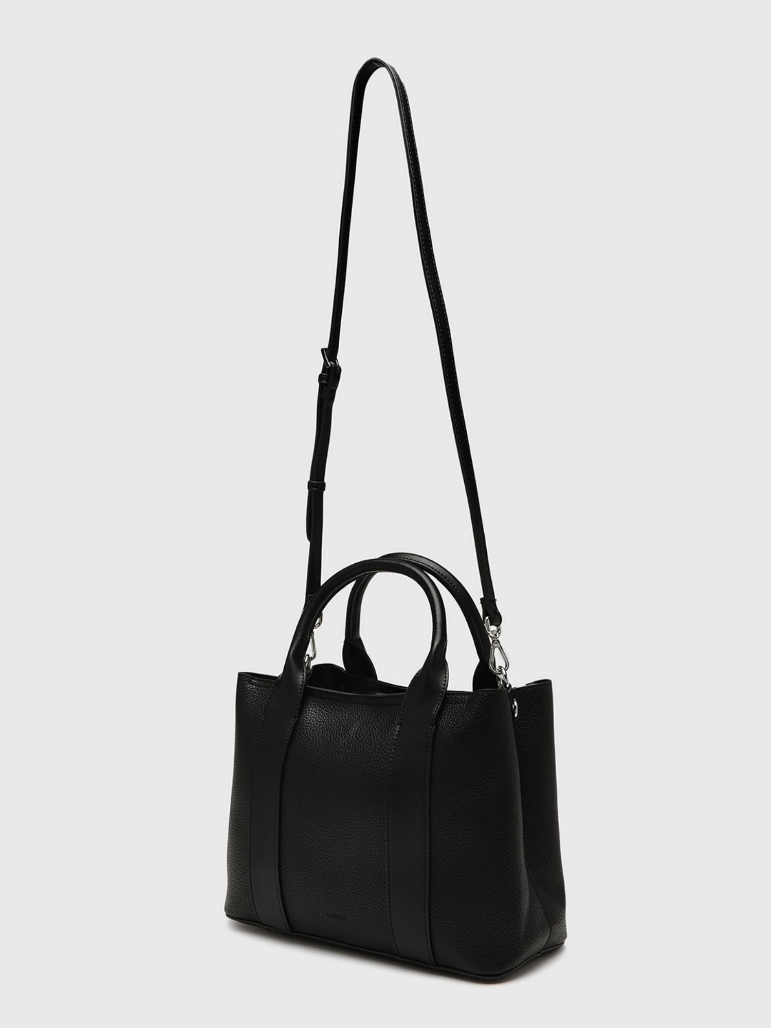 Edvige Women Satchel Bag With Detachable Strap - Black (M)