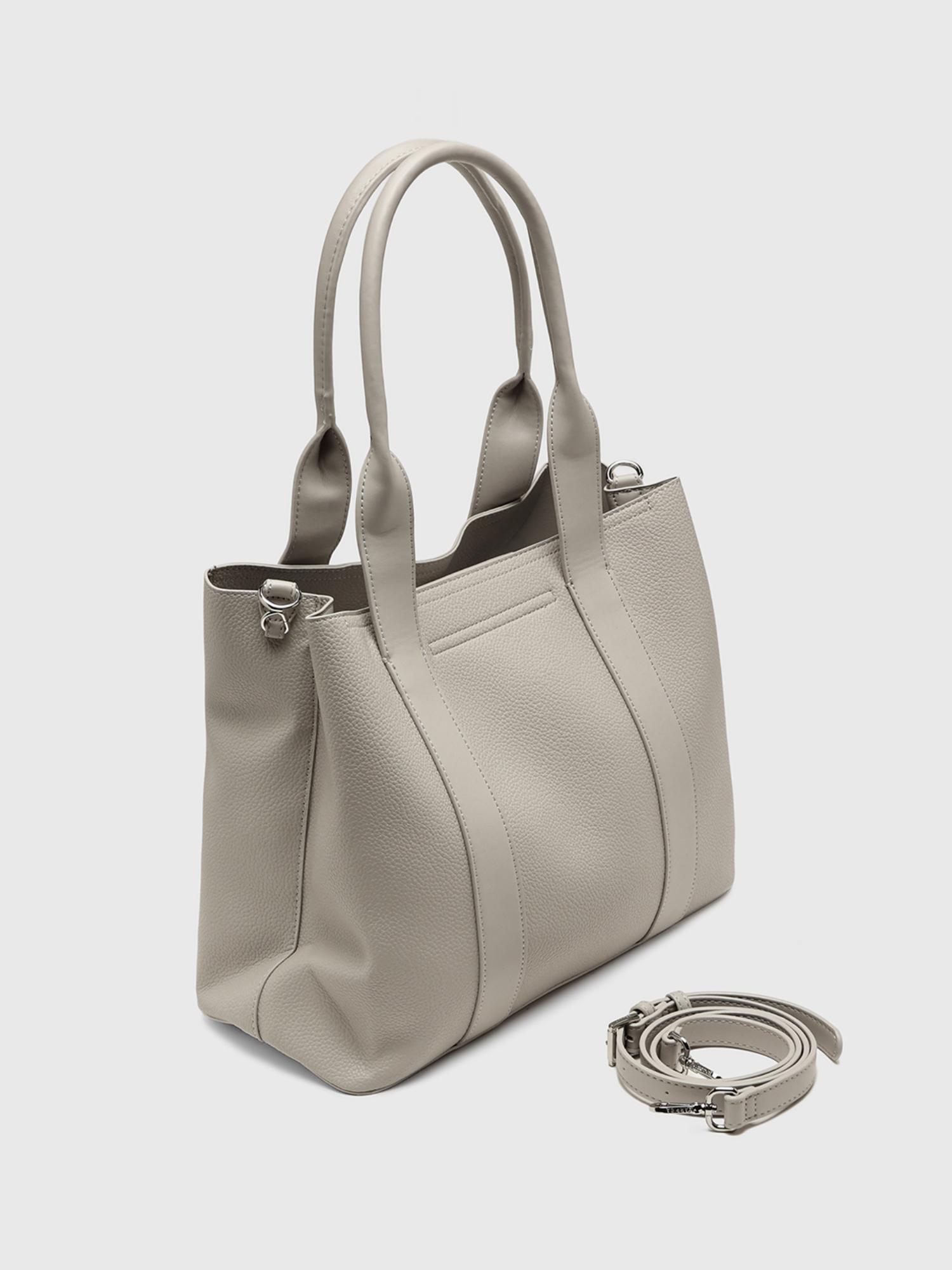 Edvige Women Tote Bag With Detachable Strap - Off White (L)