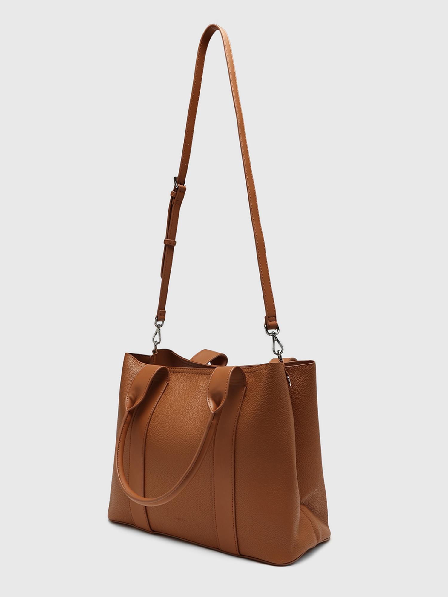 Edvige Women Tote Bag With Detachable Strap - Tan (L)