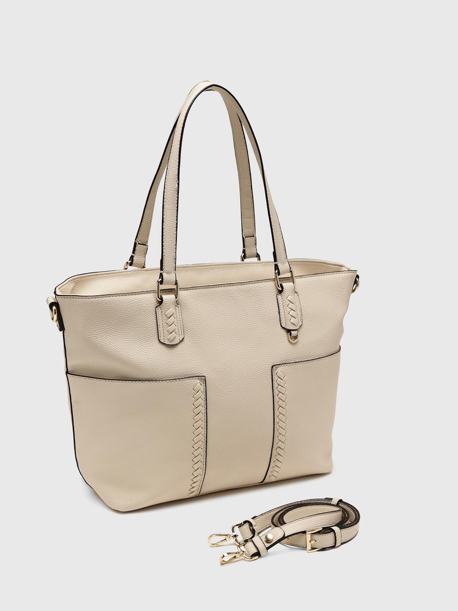 Yukon Women Tote Bag With Detachable Strap - Cream (L)