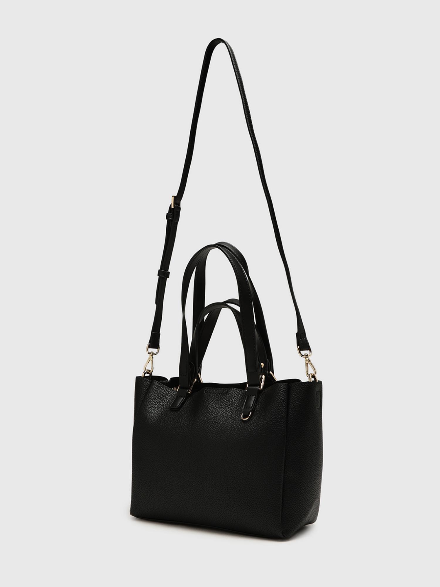 Amaranta Women Tote Bag With Detachable Strap - Black (L)