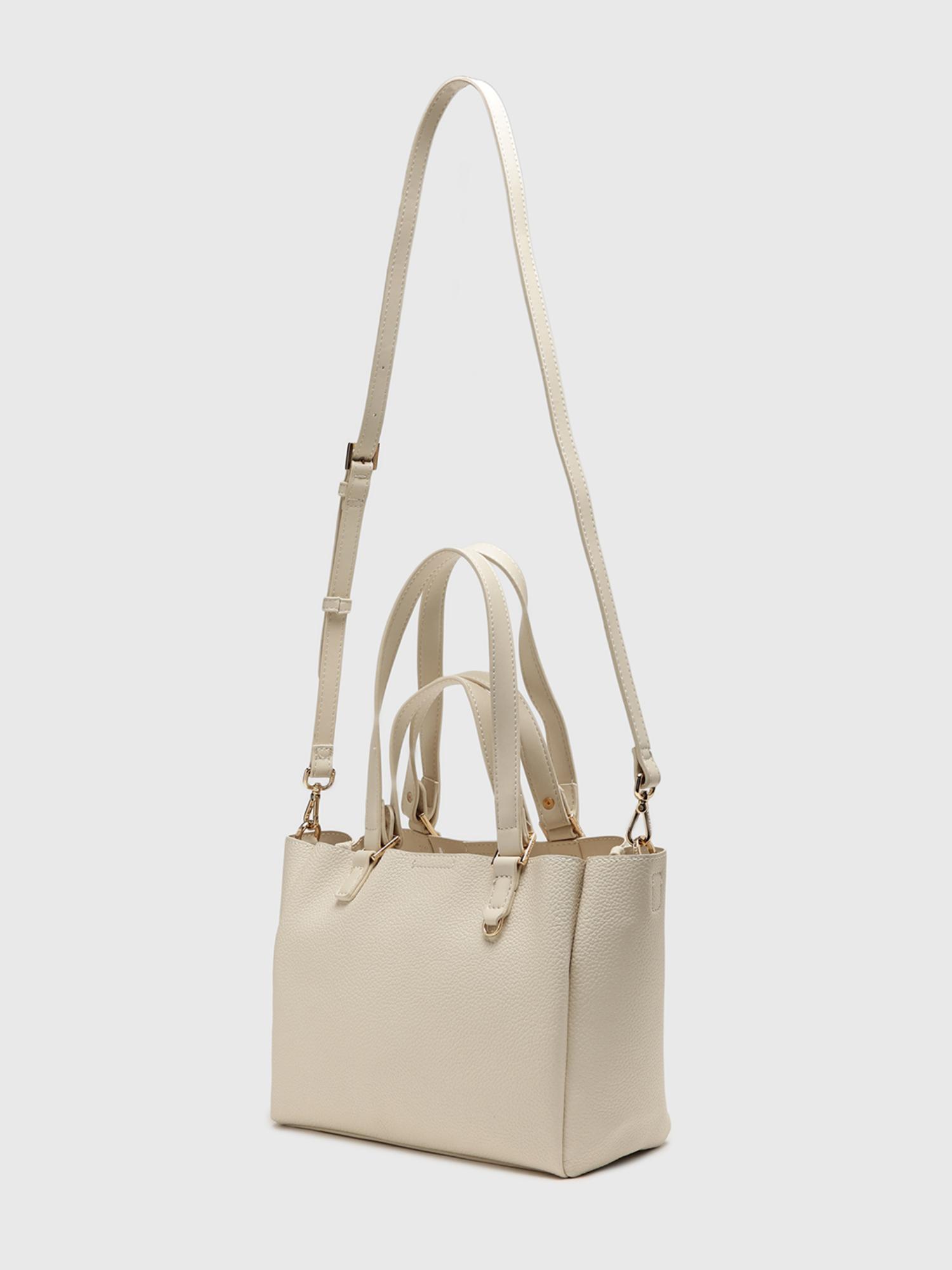 Amaranta Women Tote Bag With Detachable Strap - Cream (L)