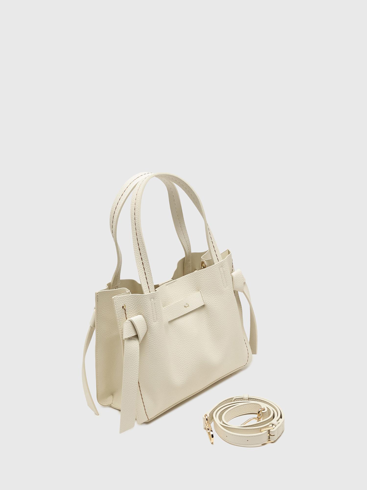 Felce Women Satchel Bag With Detachable Strap - Off White (M)