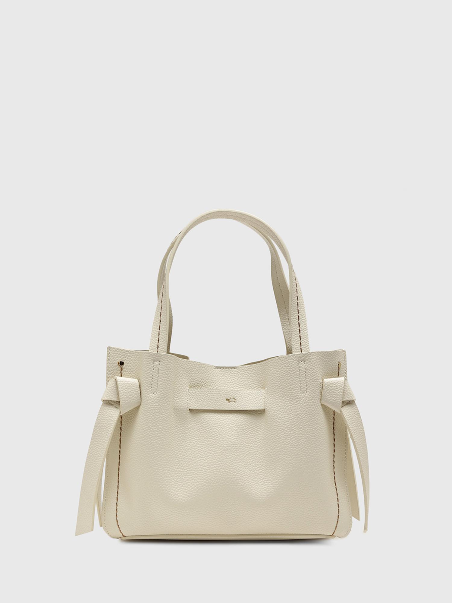 Felce Women Satchel Bag With Detachable Strap - Off White (M)