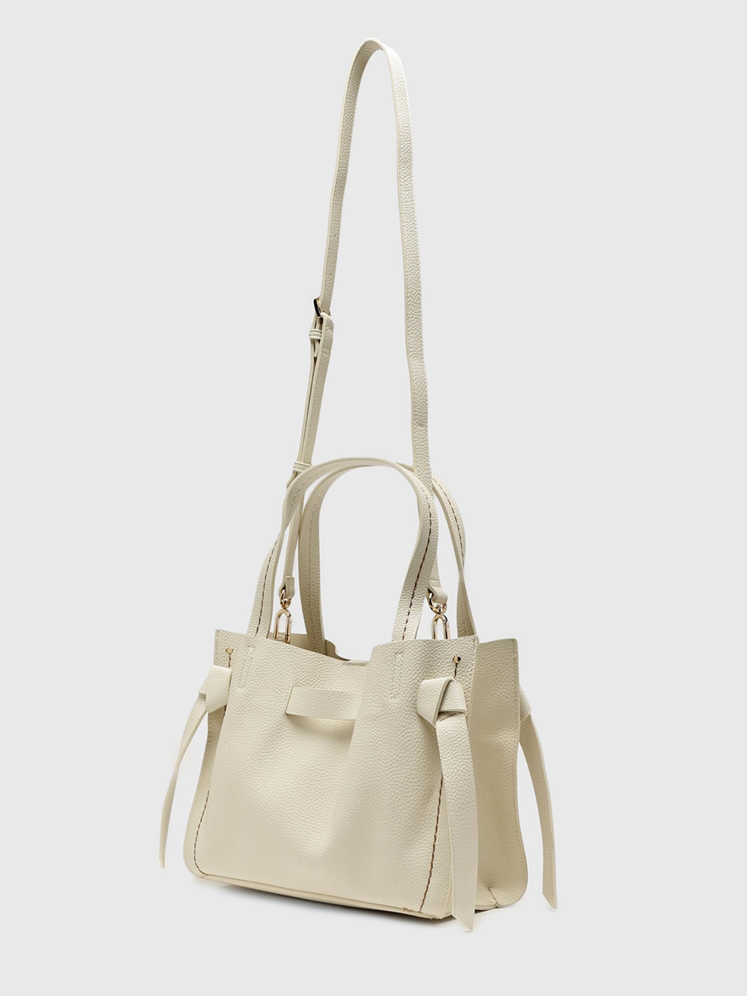 Felce Women Satchel Bag With Detachable Strap - Off White (M)