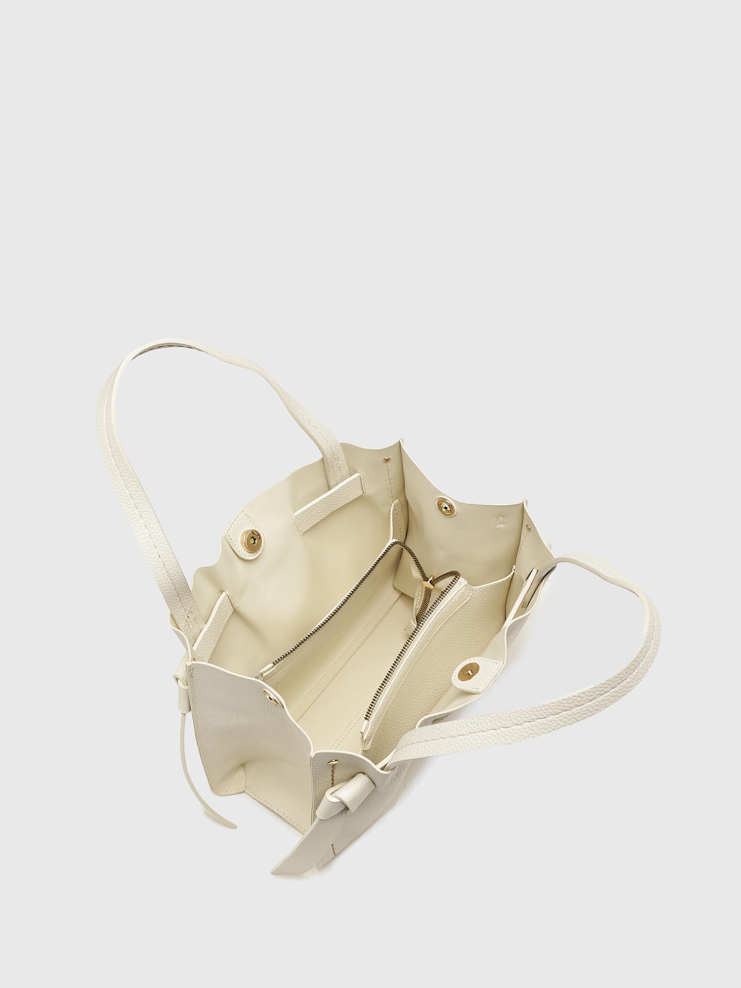 Felce Women Satchel Bag With Detachable Strap - Off White (M)