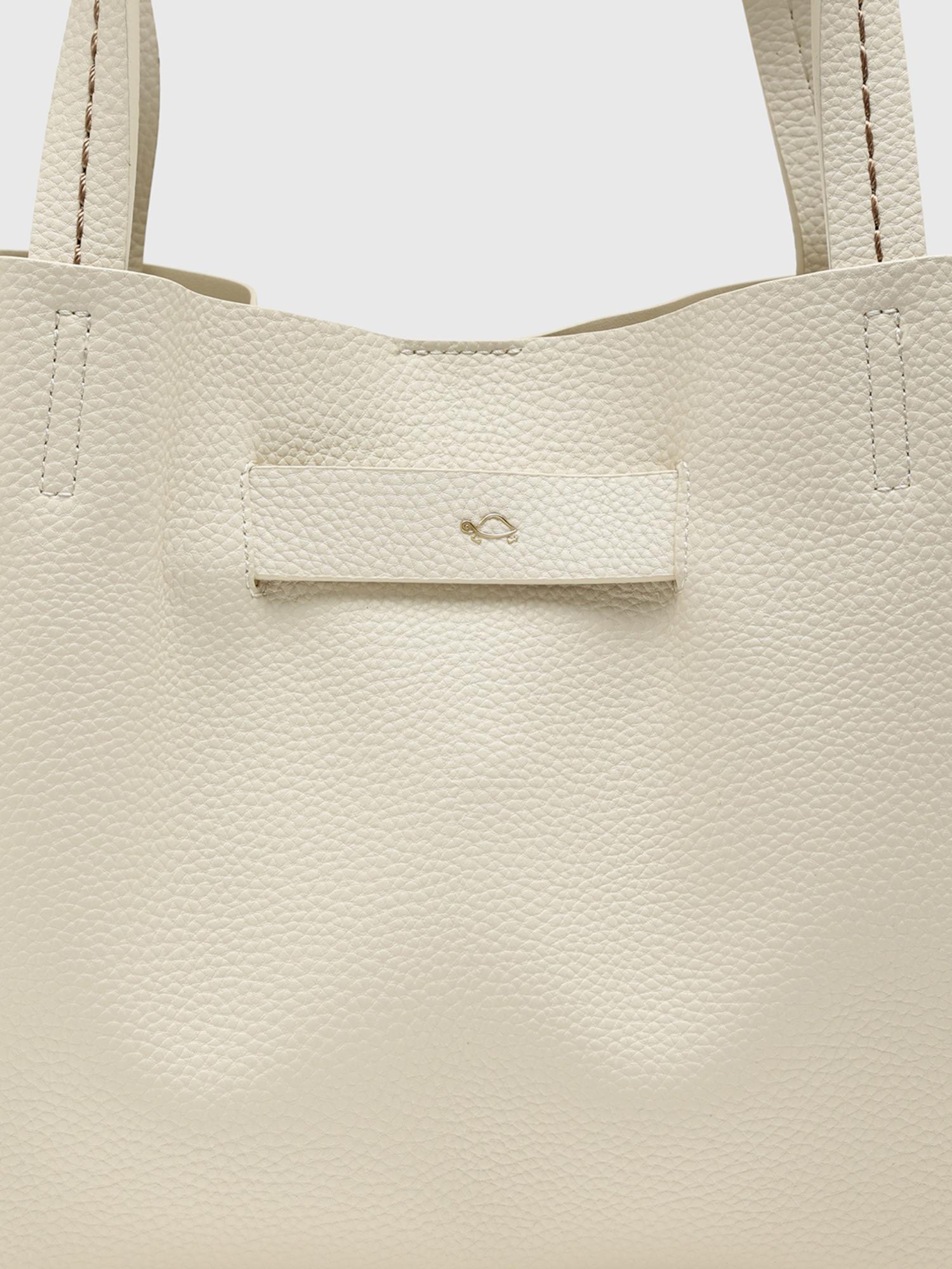 Felce Women Satchel Bag With Detachable Strap - Off White (M)