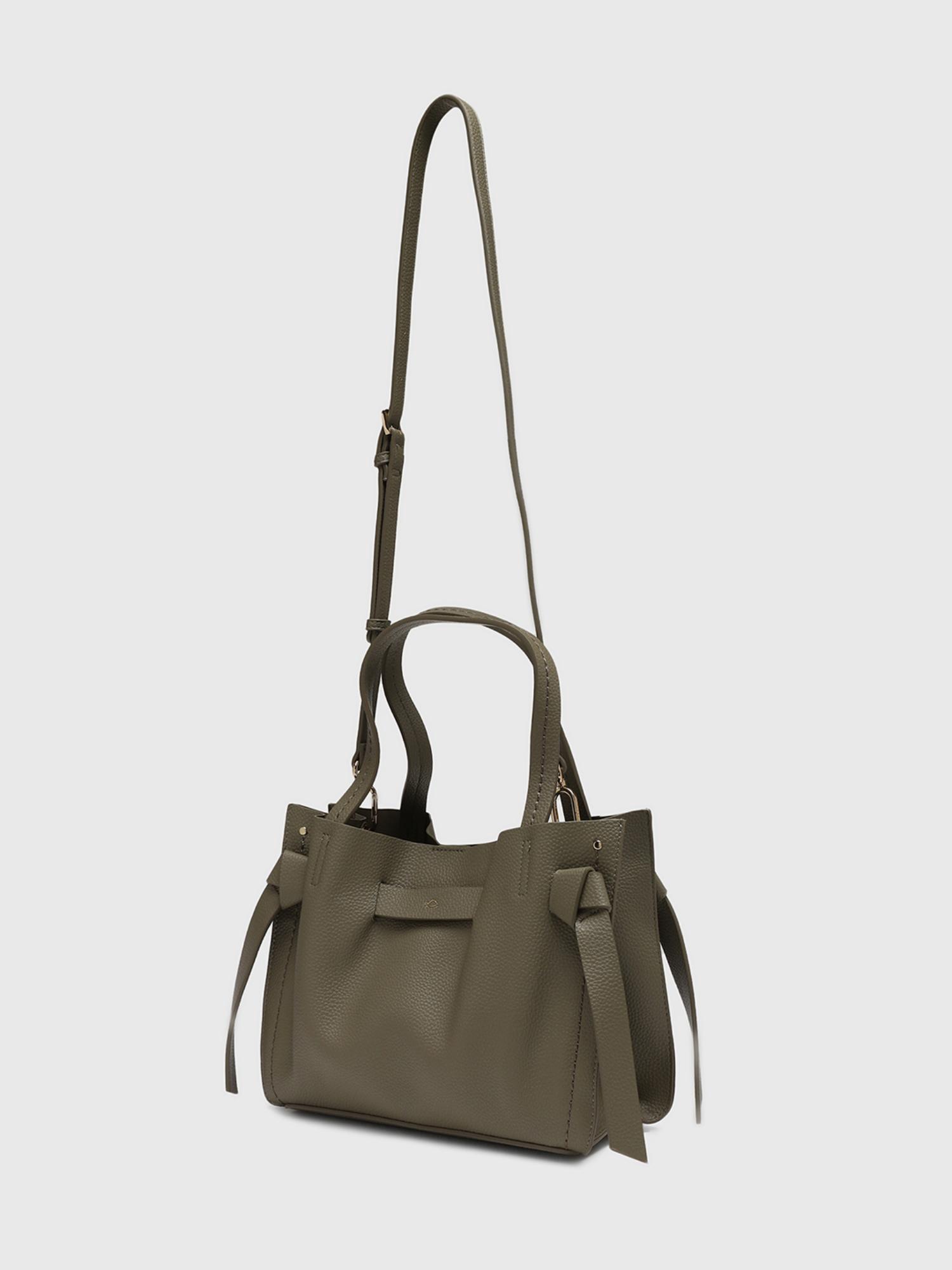 Felce Women Satchel Bag With Detachable Strap - Olive (M)
