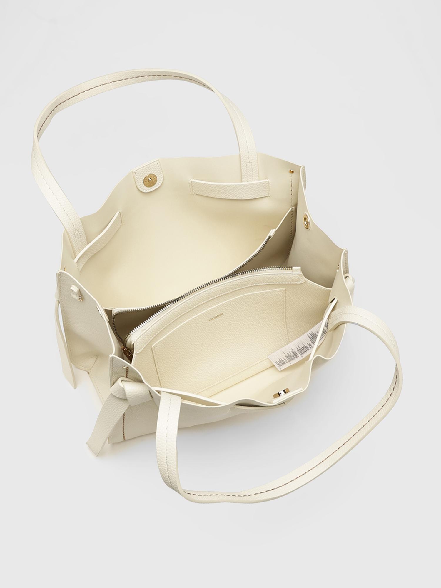 Felce Women Tote Bag With Detachable Strap - Off White (L)