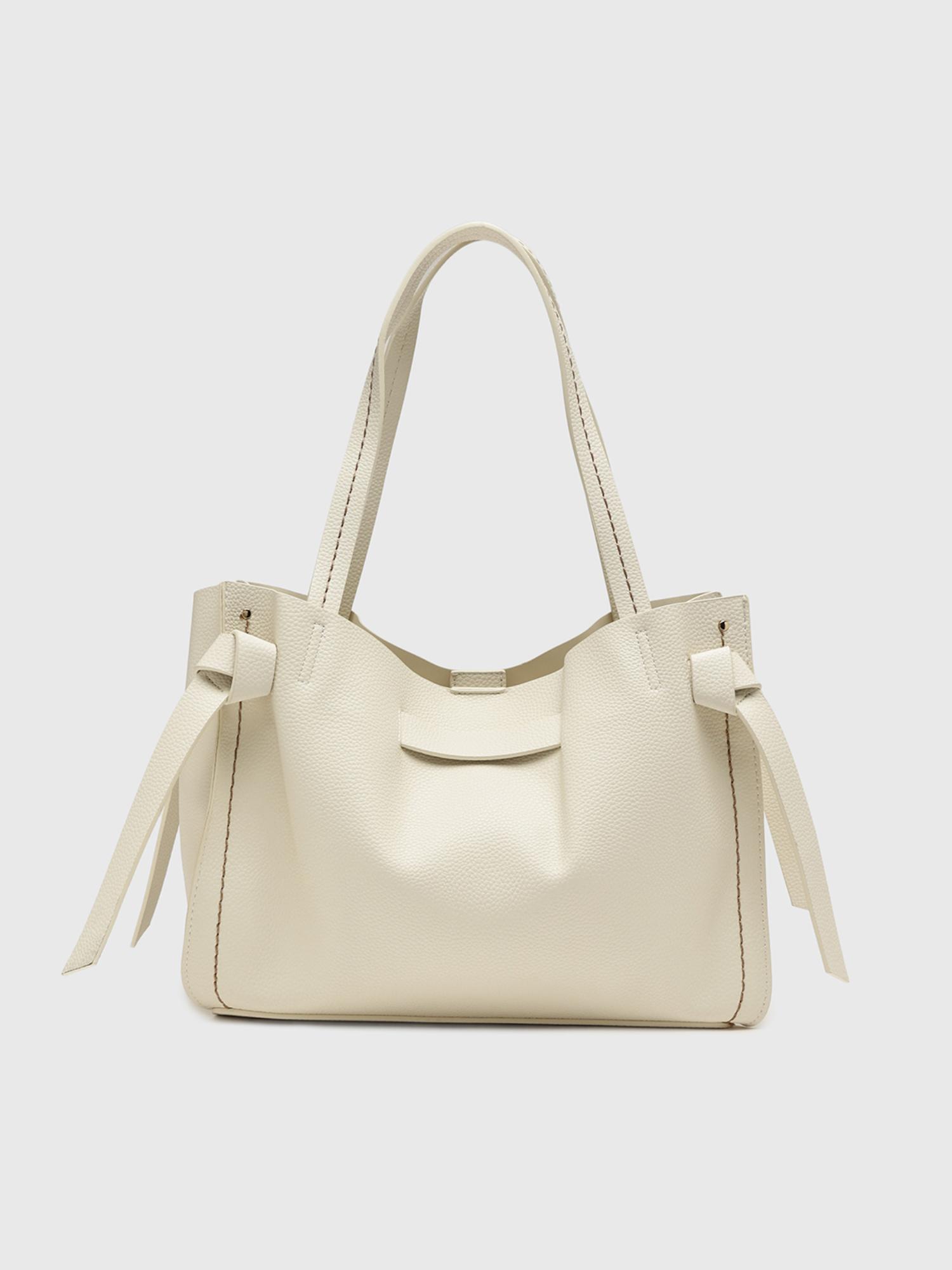 Felce Women Tote Bag With Detachable Strap - Off White (L)
