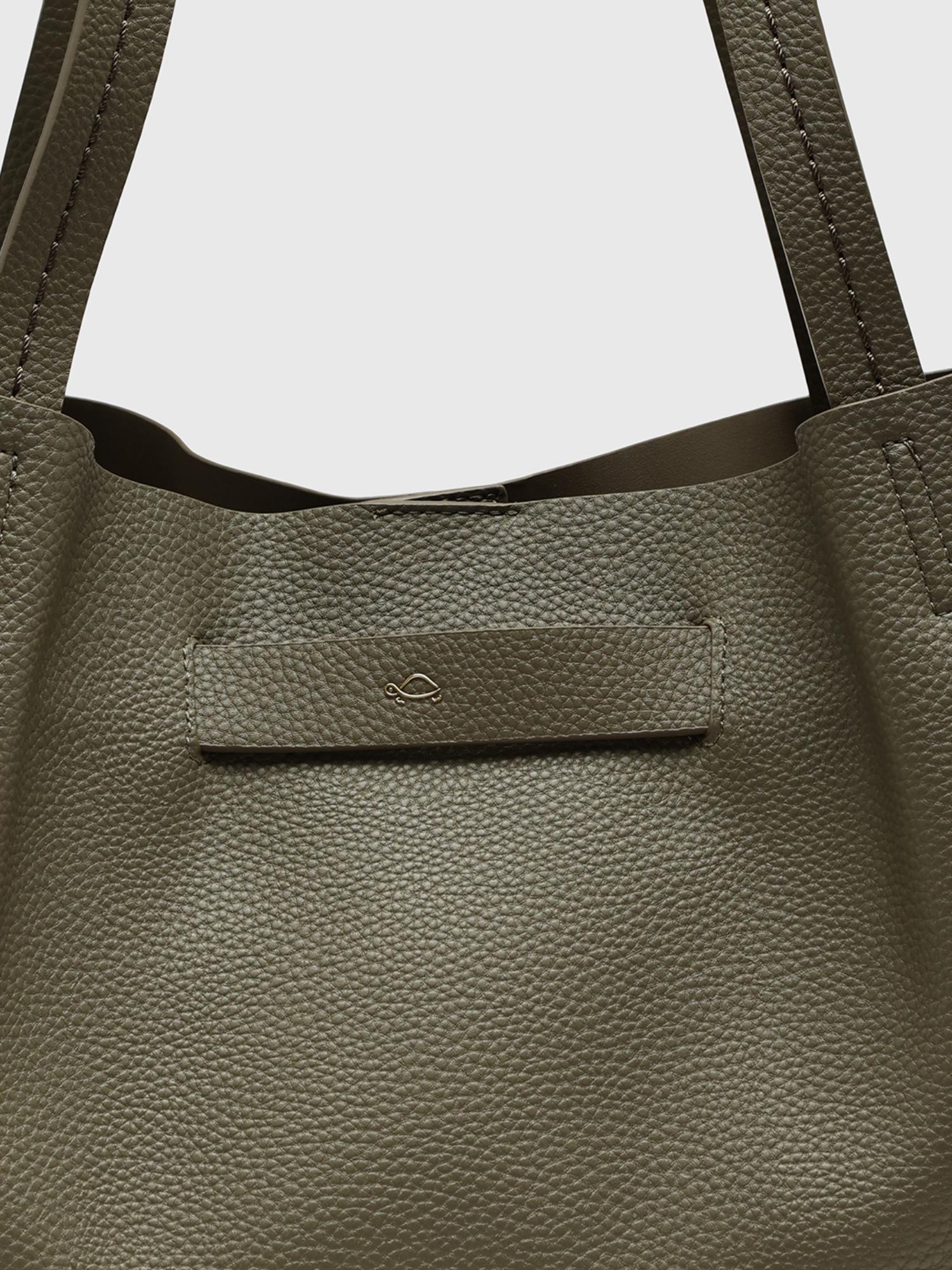 Felce Women Tote Bag With Detachable Strap - Olive (L)