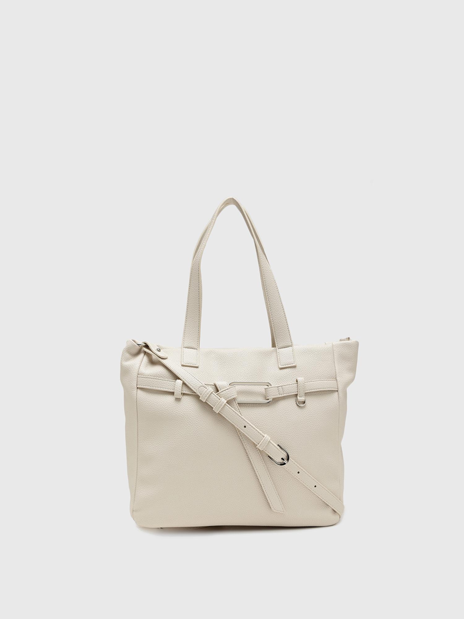 Calendula Women Tote Bag With Detachable Strap - White (M)