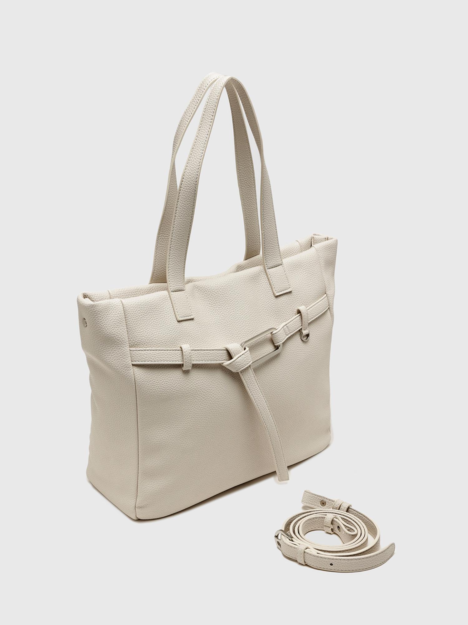 Calendula Women Tote Bag With Detachable Strap - White (M)
