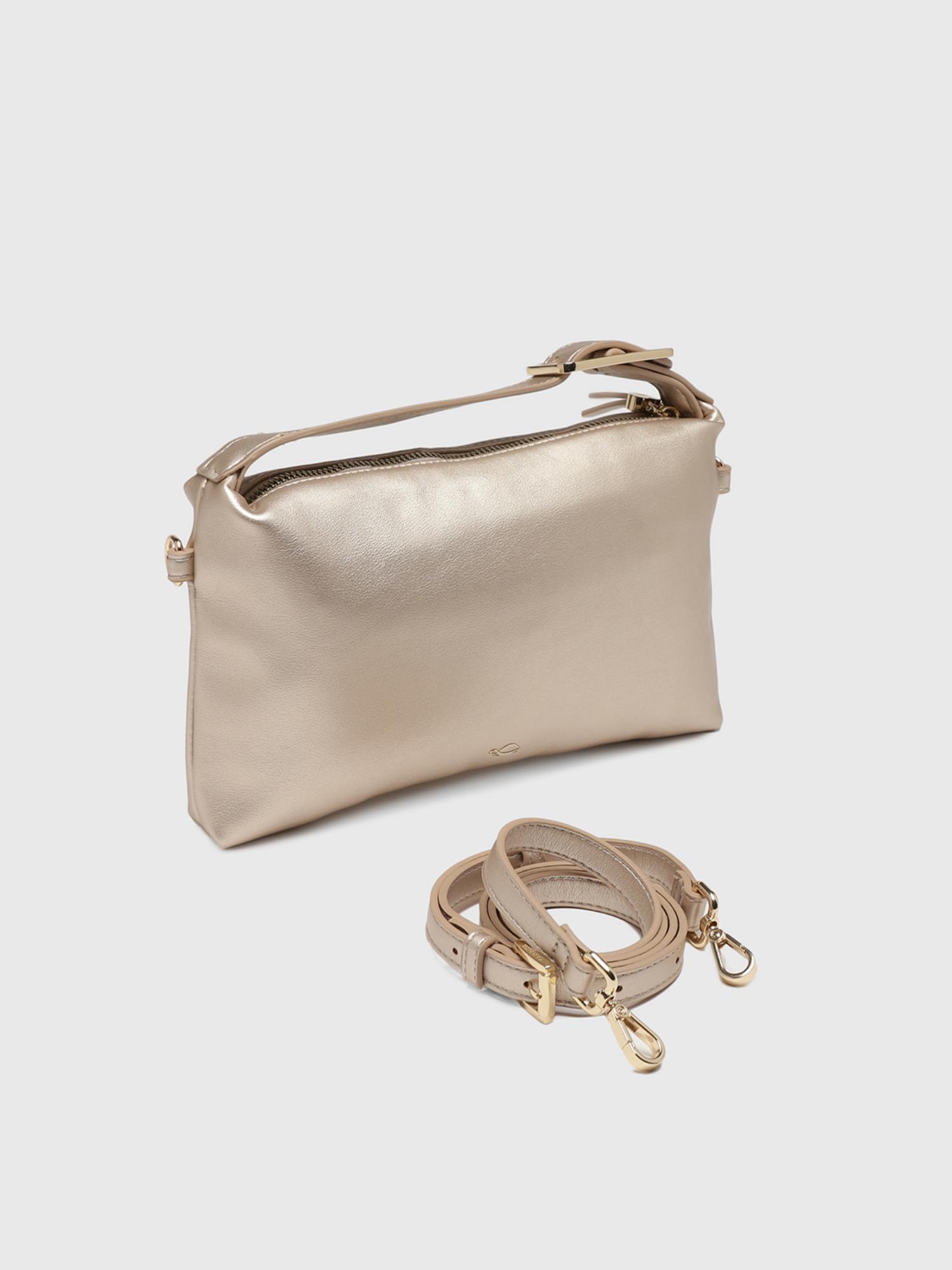 Dafne Women Shoulder Sling Bag With Detachable Strap - Gold (S)