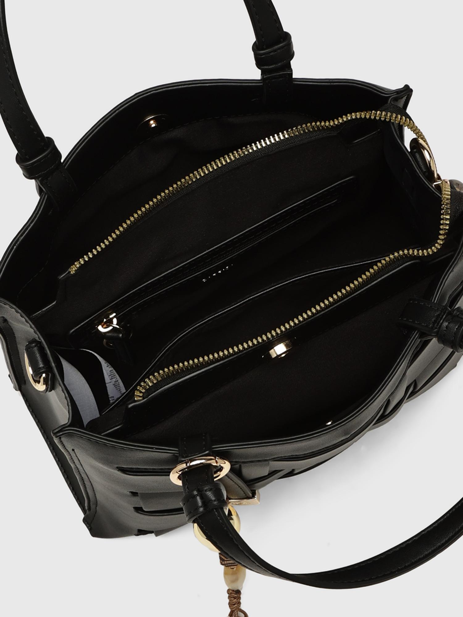 Anturio Women Satchel Bag With Detachable Strap - Black (M)