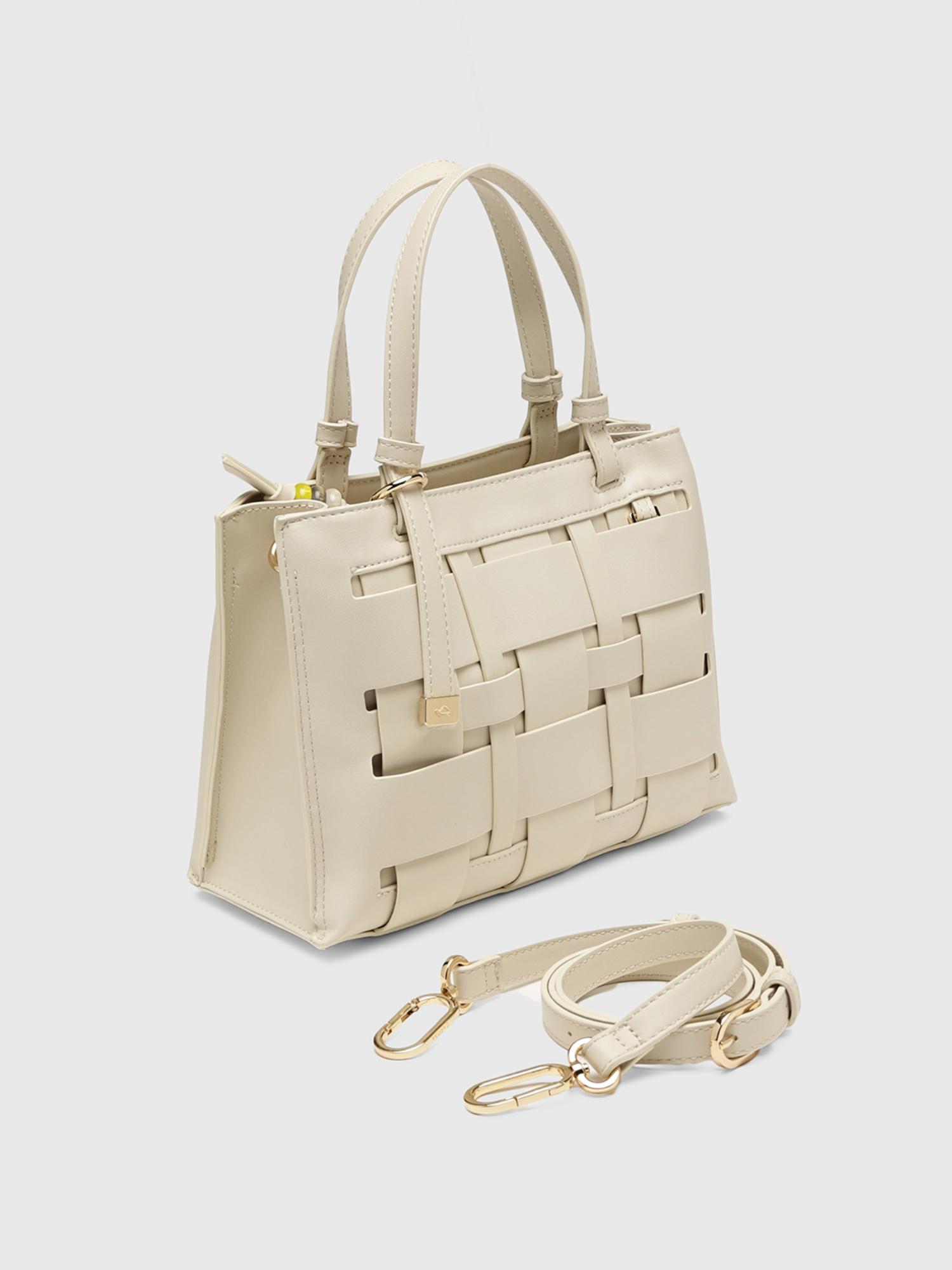 Anturio Women Satchel Bag With Detachable Strap - Off White (M)