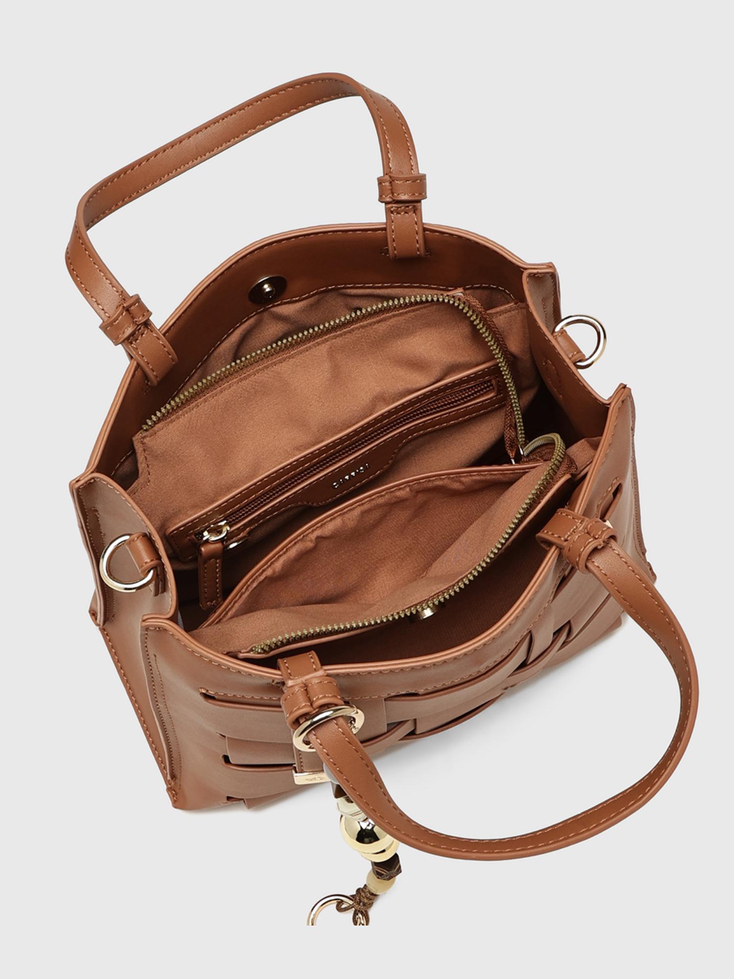 Anturio Women Satchel Bag With Detachable Strap - Brown (M)