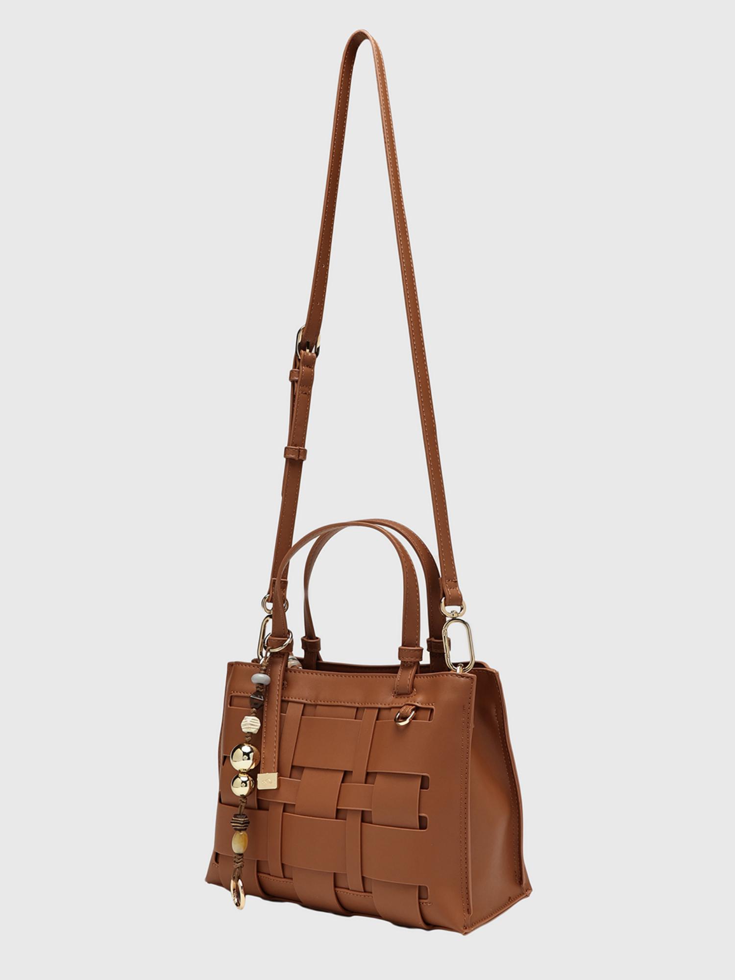 Anturio Women Satchel Bag With Detachable Strap - Brown (M)