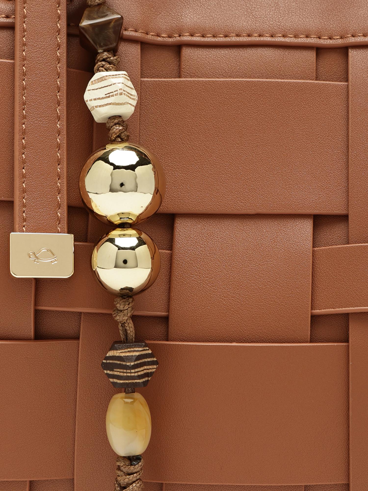 Anturio Women Satchel Bag With Detachable Strap - Brown (M)