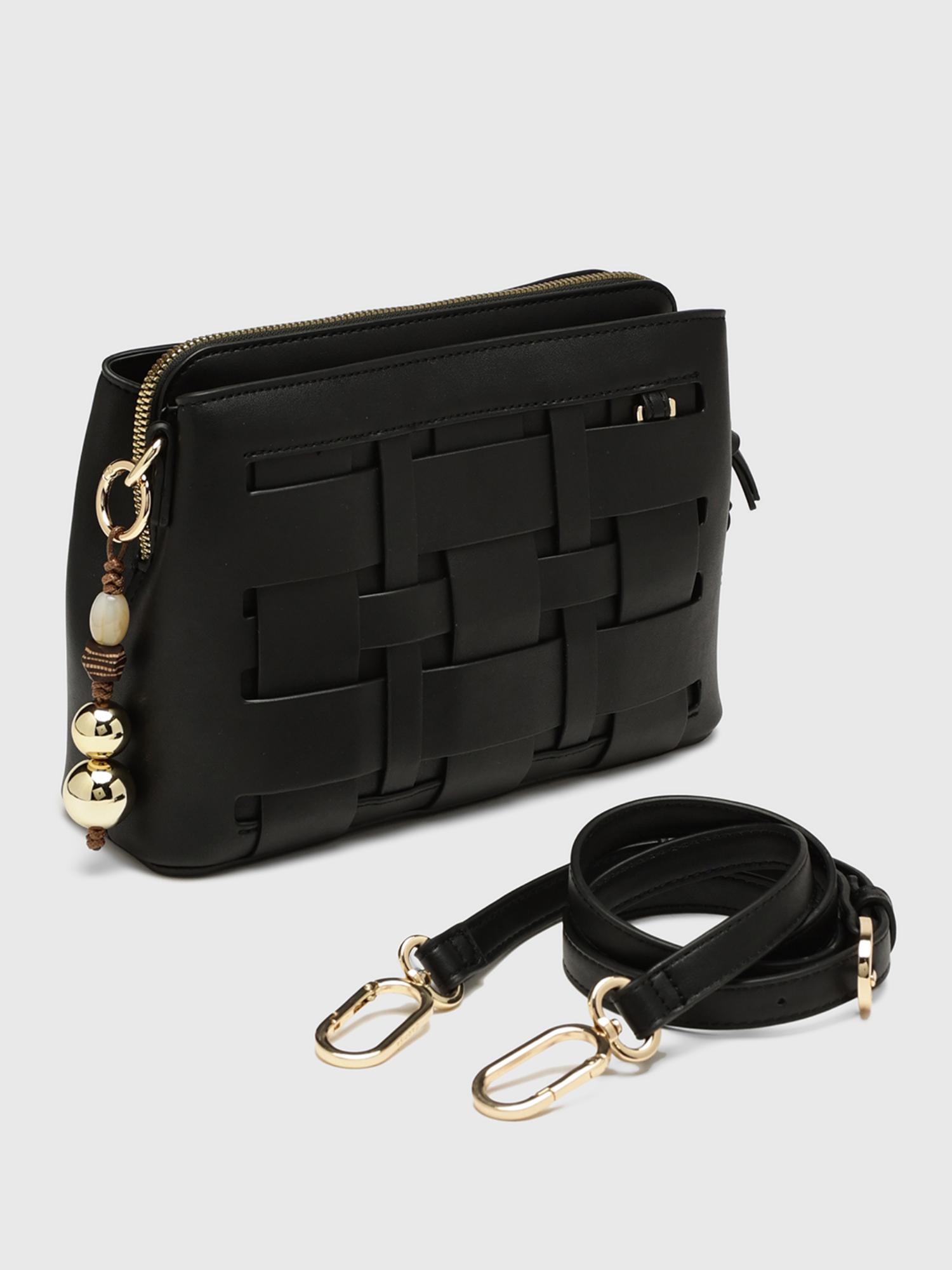 Anturio Women Crossbody Sling Bag With Detachable Strap - Black (S)