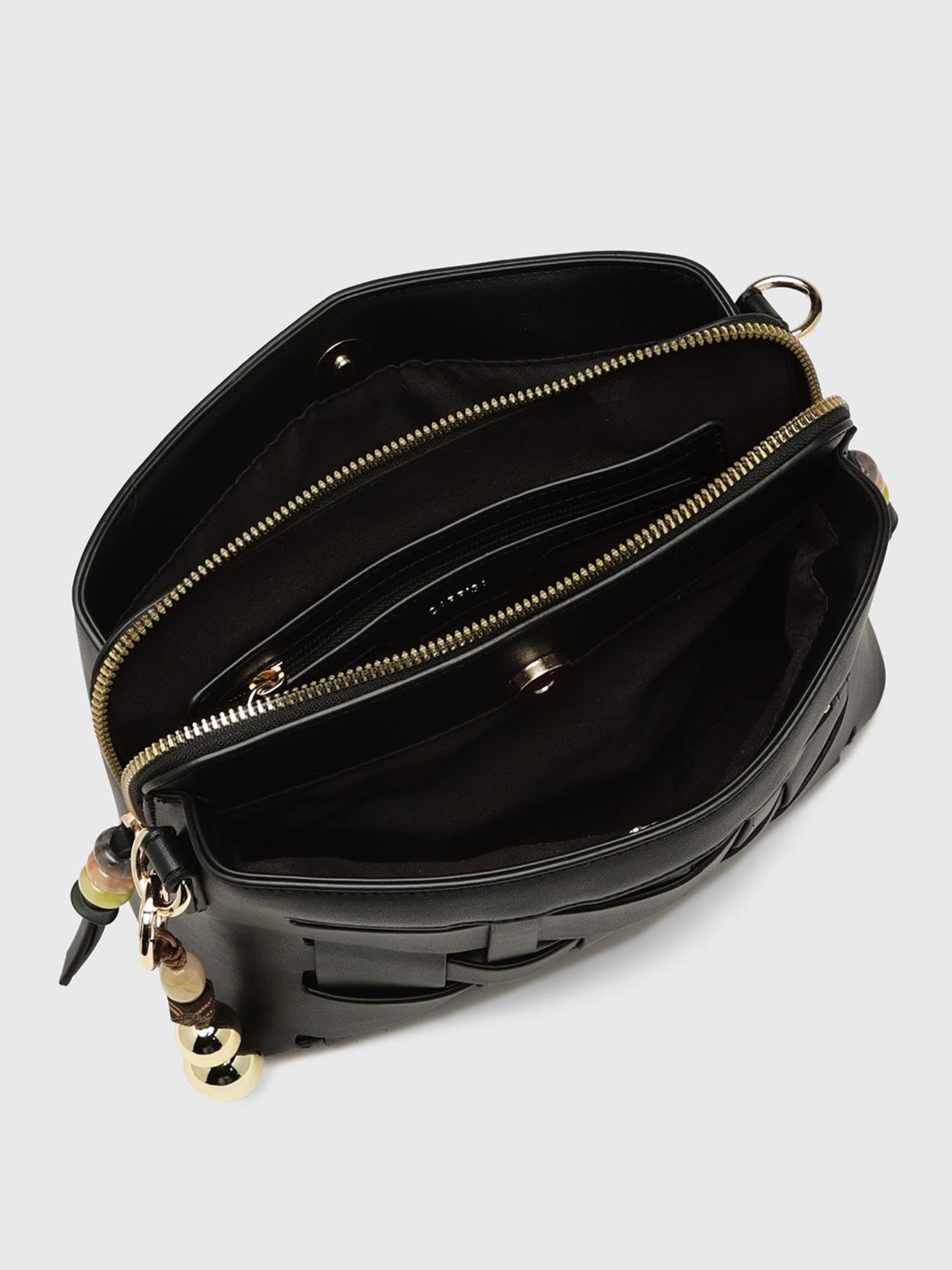 Anturio Women Crossbody Sling Bag With Detachable Strap - Black (S)