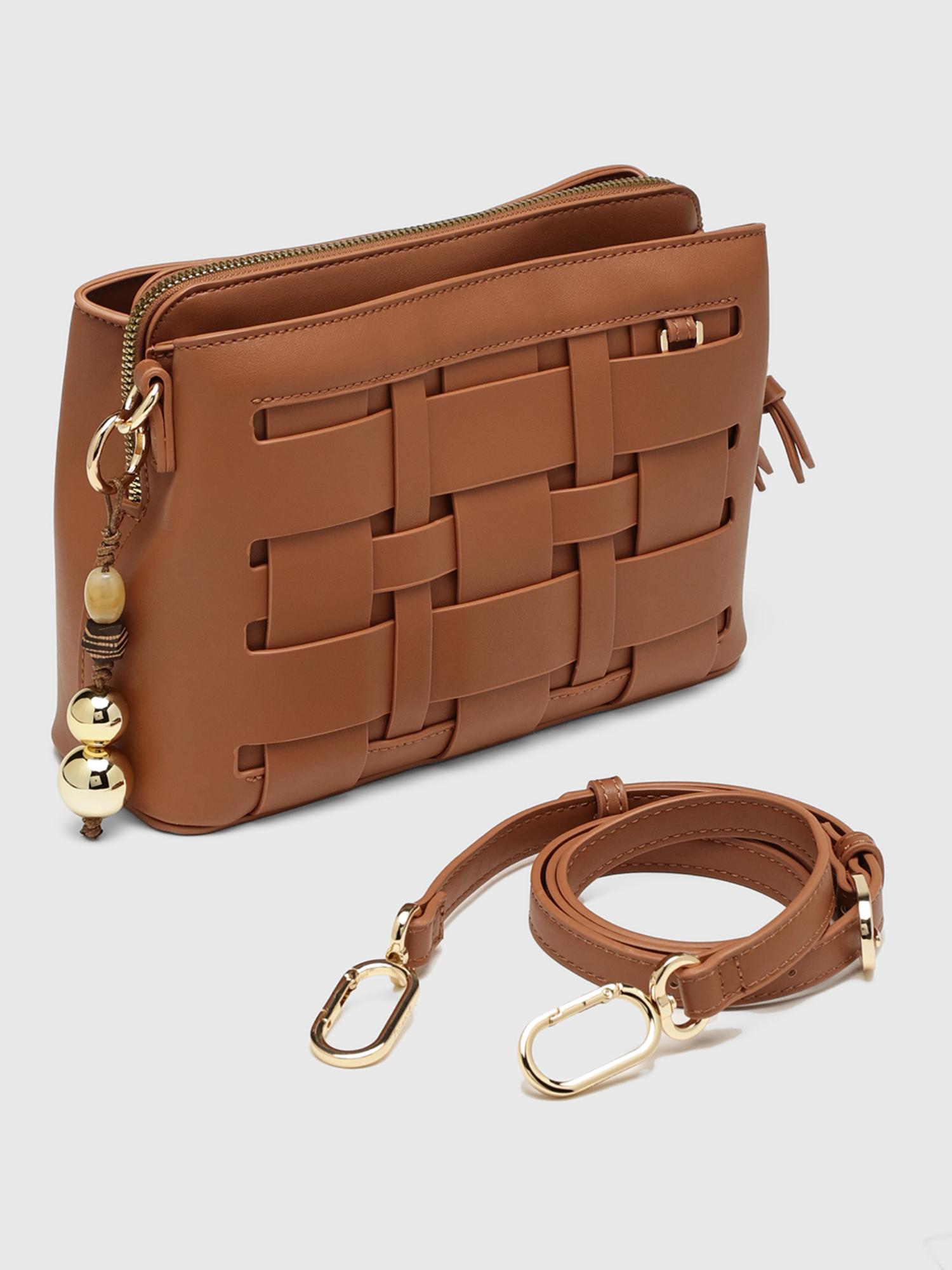 Anturio Women Crossbody Sling Bag With Detachable Strap - Brown (S)
