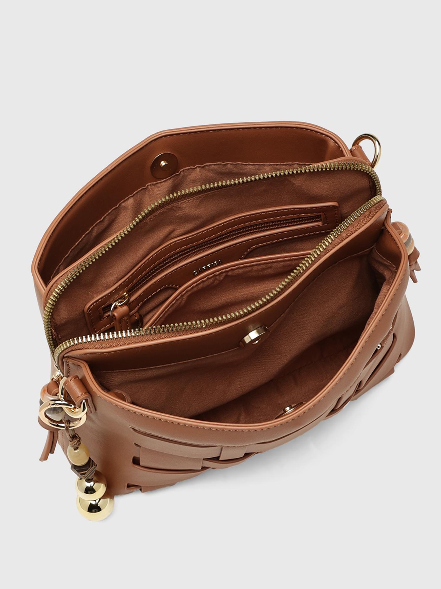 Anturio Women Crossbody Sling Bag With Detachable Strap - Brown (S)