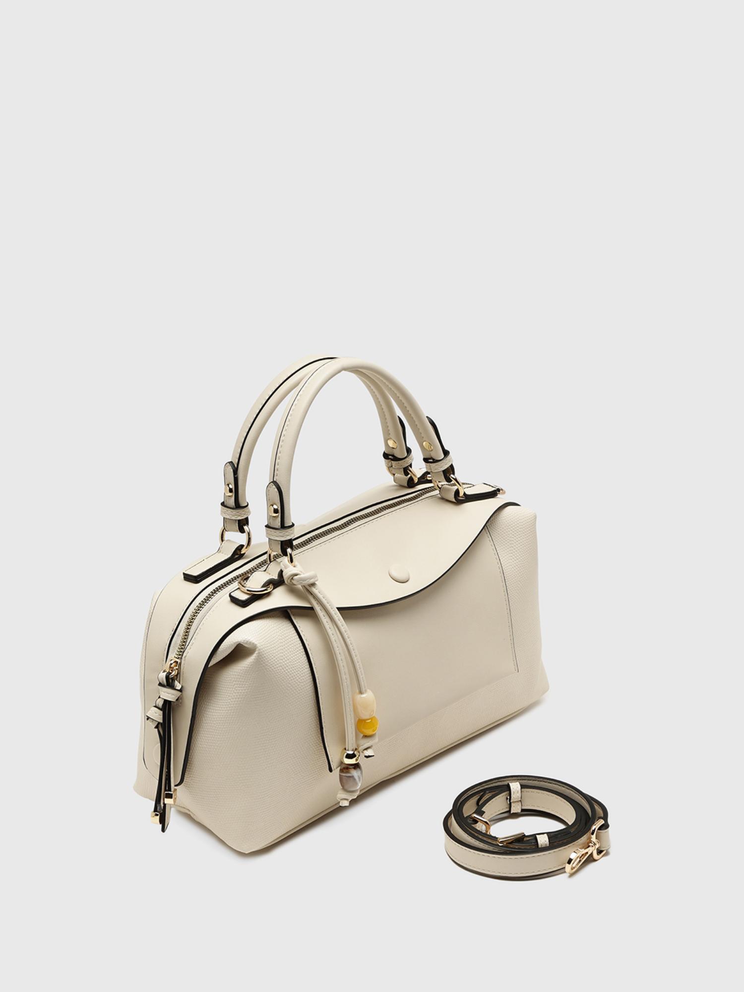 Giada V2 Women Handbag With Detachable Strap - Off White (L)