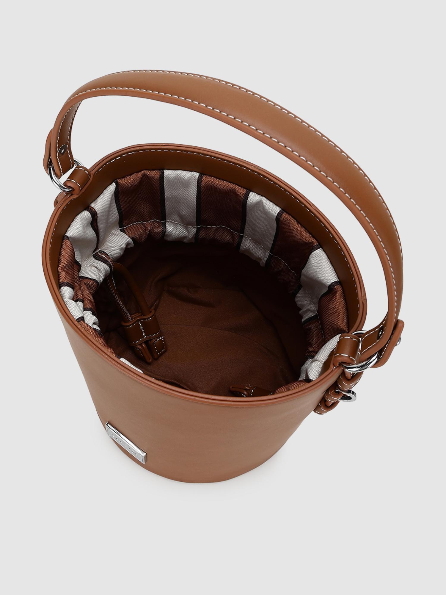 Mathilde Women Bucket Bag With Detachable Strap - Tan (S)