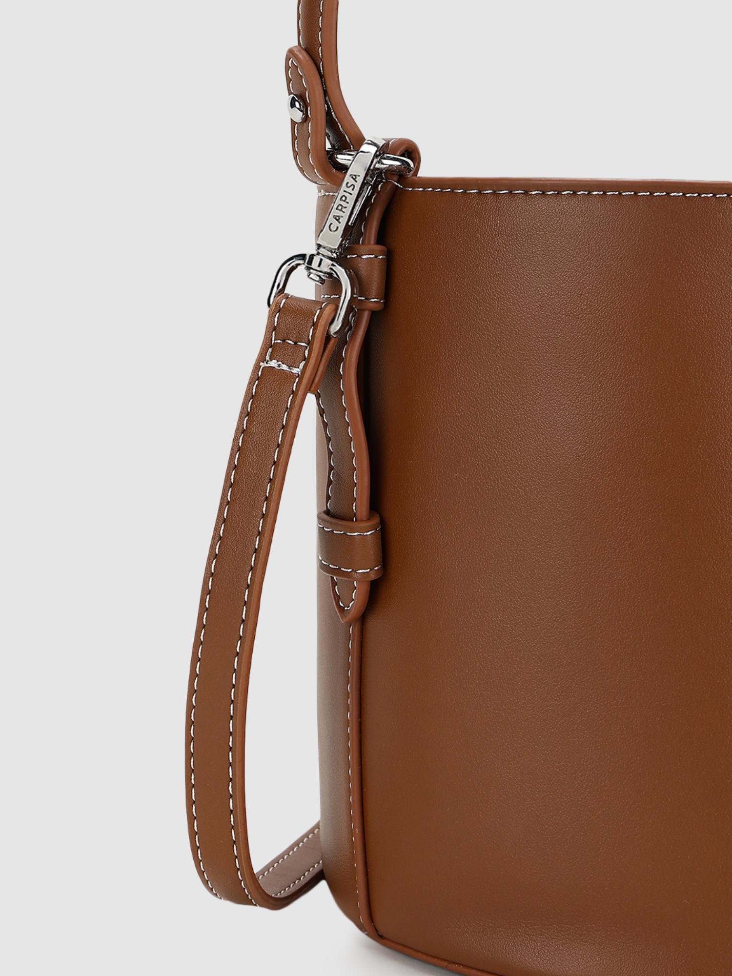 Mathilde Women Bucket Bag With Detachable Strap - Tan (S)