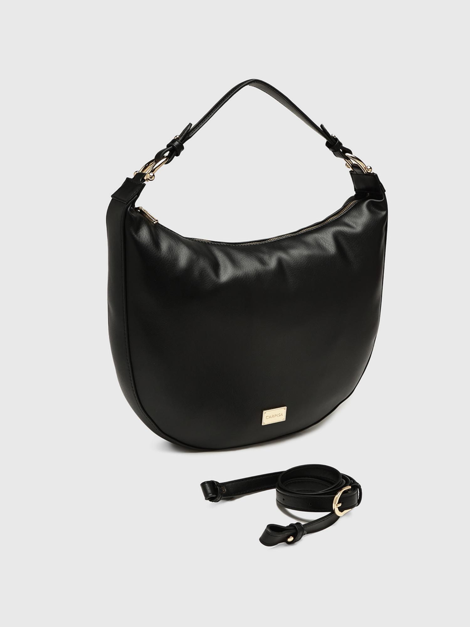 Marie Women Sack Handbag With Detachable Strap - Black (L)