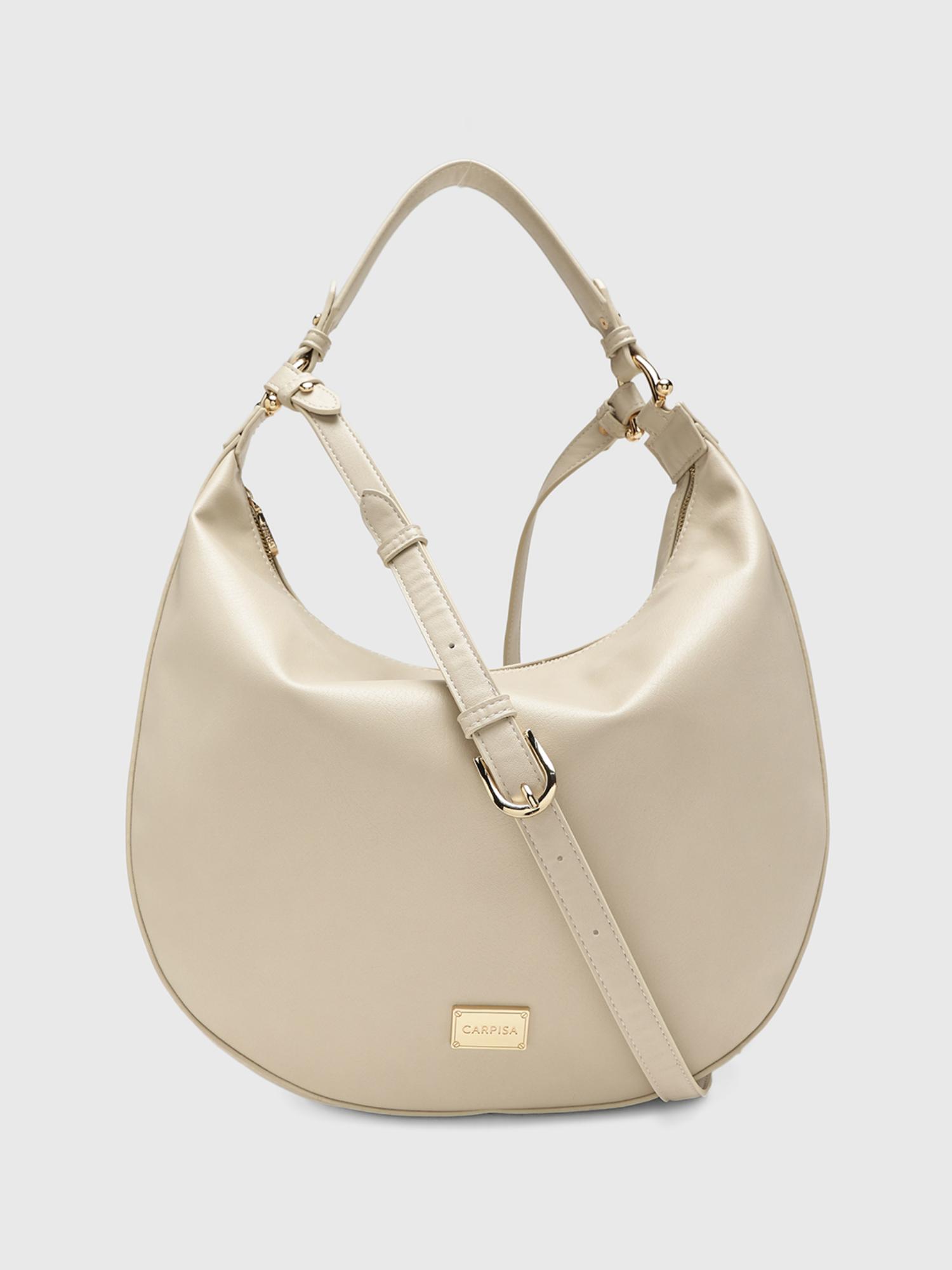 Marie Women Sack Handbag With Detachable Strap - Cream (L)