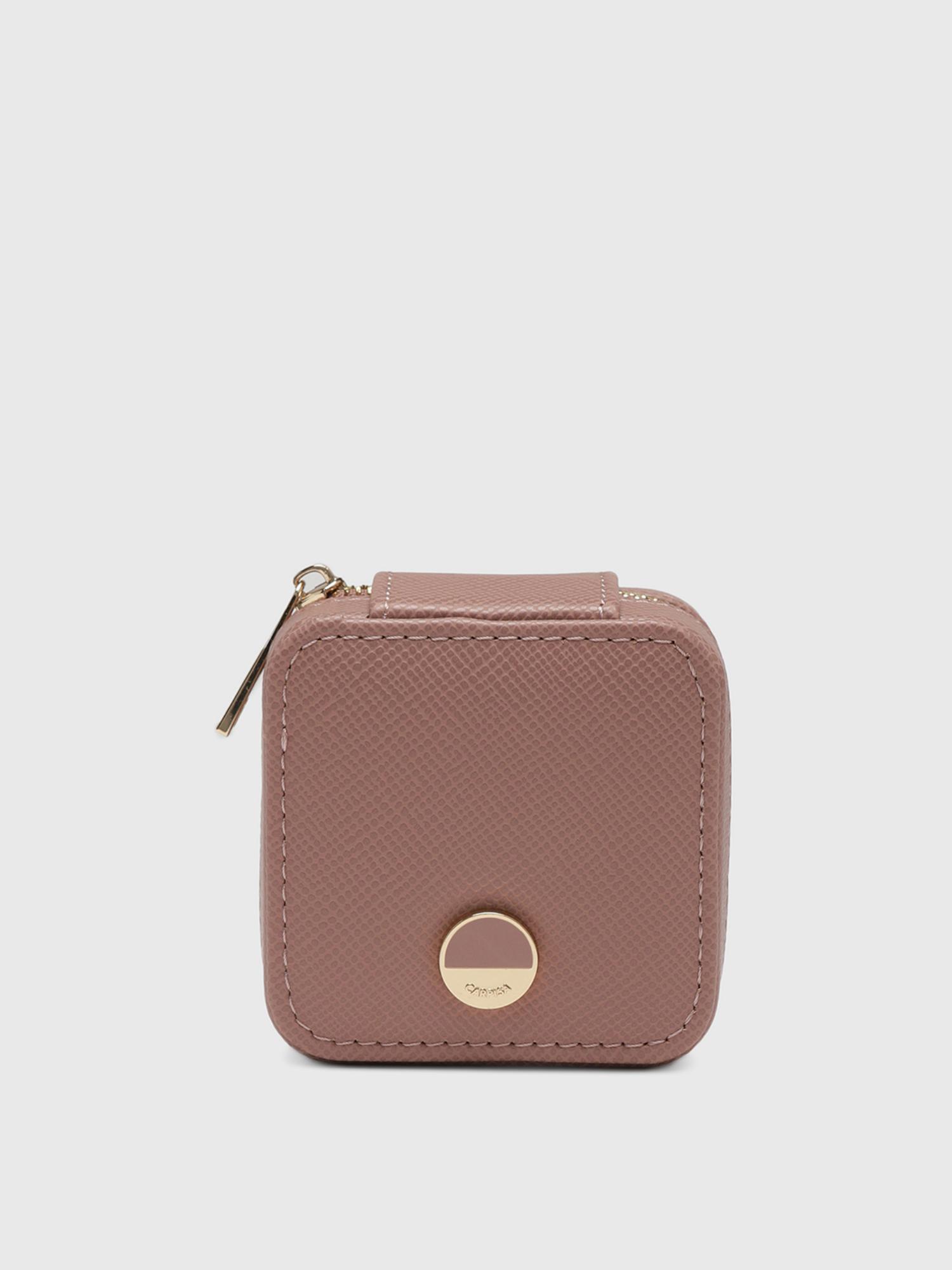 Women Textured Powder Jewellery Pouch - Pink (S)