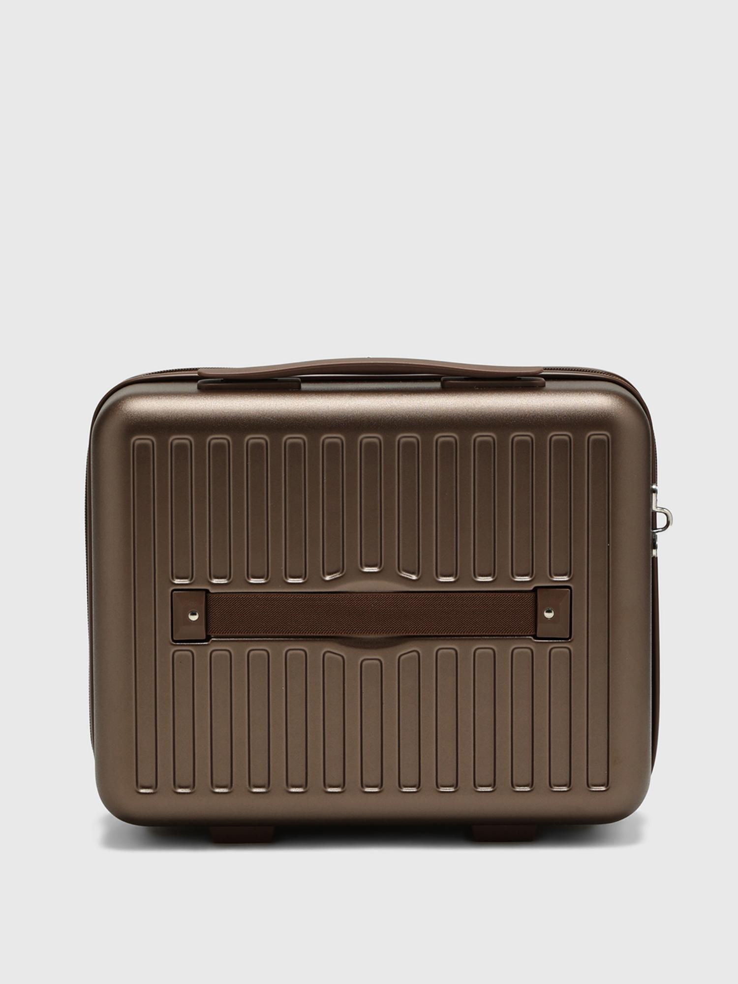 Tinny Go Unisex Hard Shell Beauty Vanity Bag With Detachable Strap - Bronze (L)