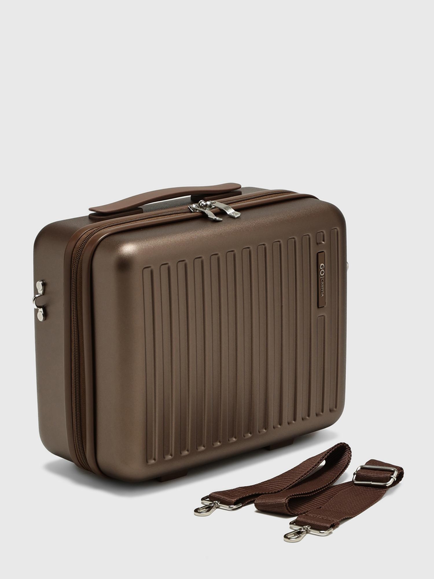 Tinny Go Unisex Hard Shell Beauty Vanity Bag With Detachable Strap - Bronze (L)