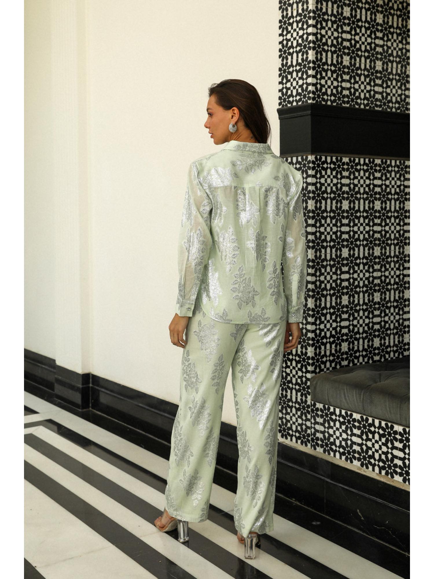 Bessie Green Printed Top with Pant