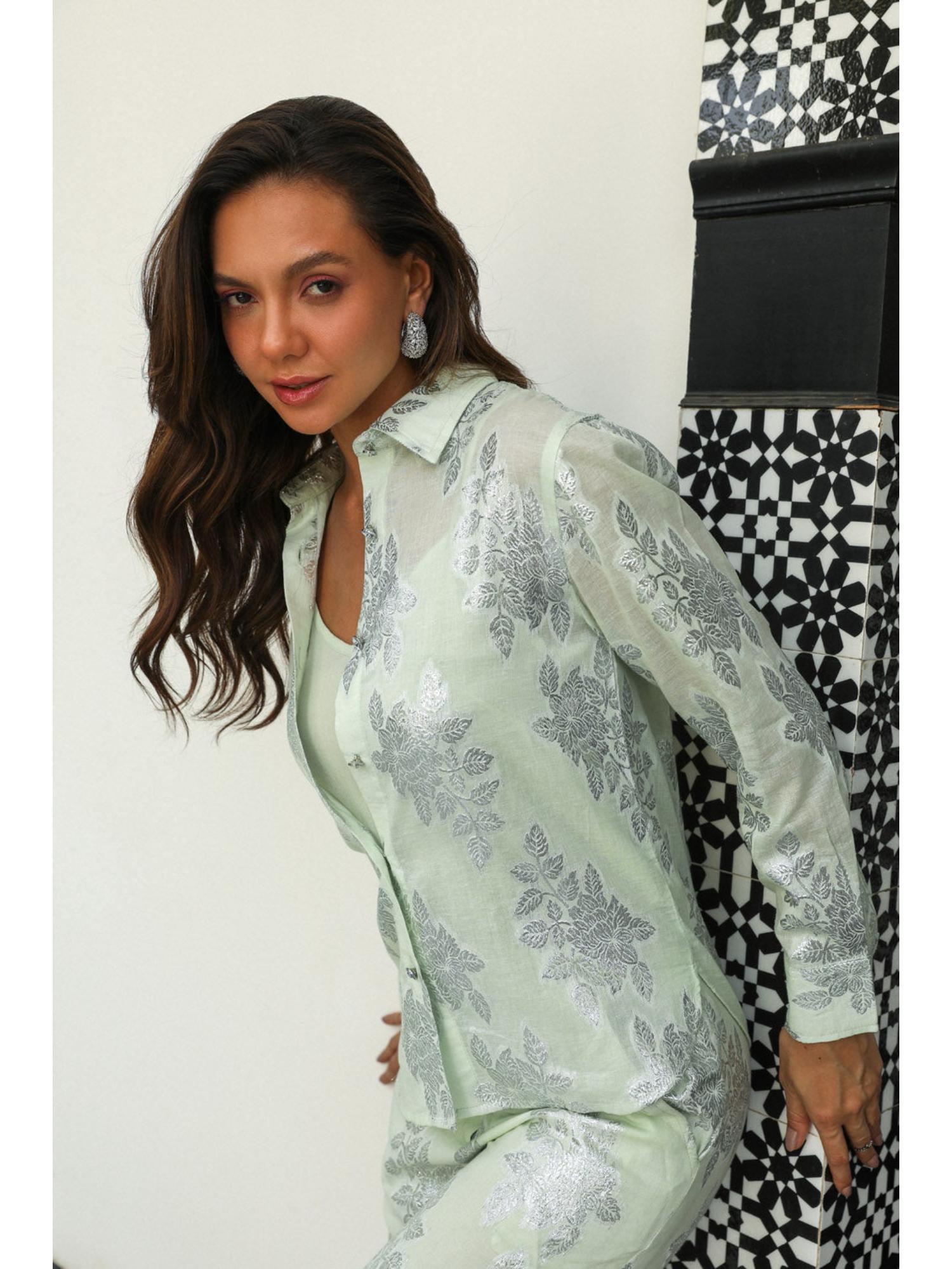Bessie Green Printed Top with Pant