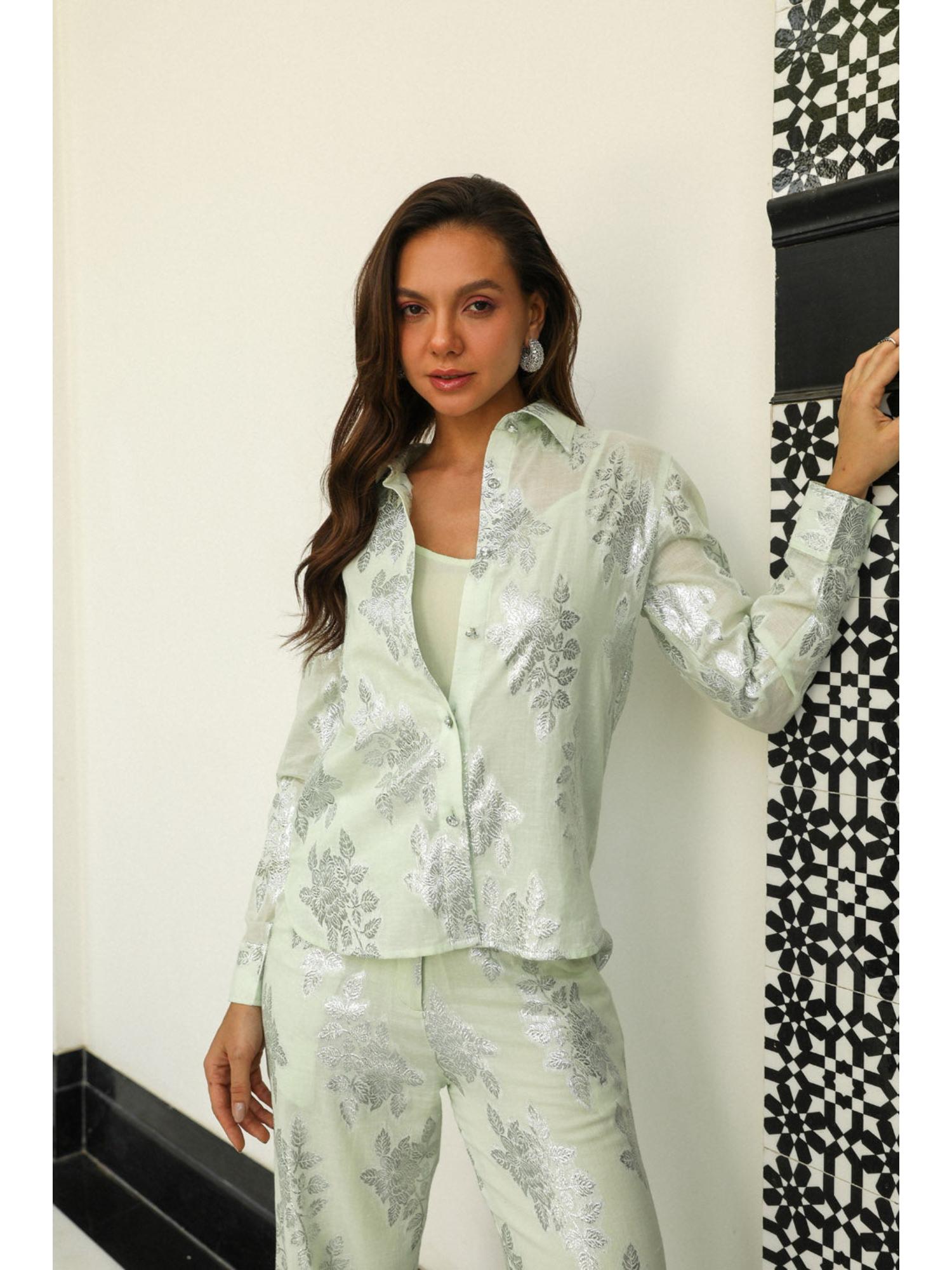 Bessie Green Printed Top with Pant