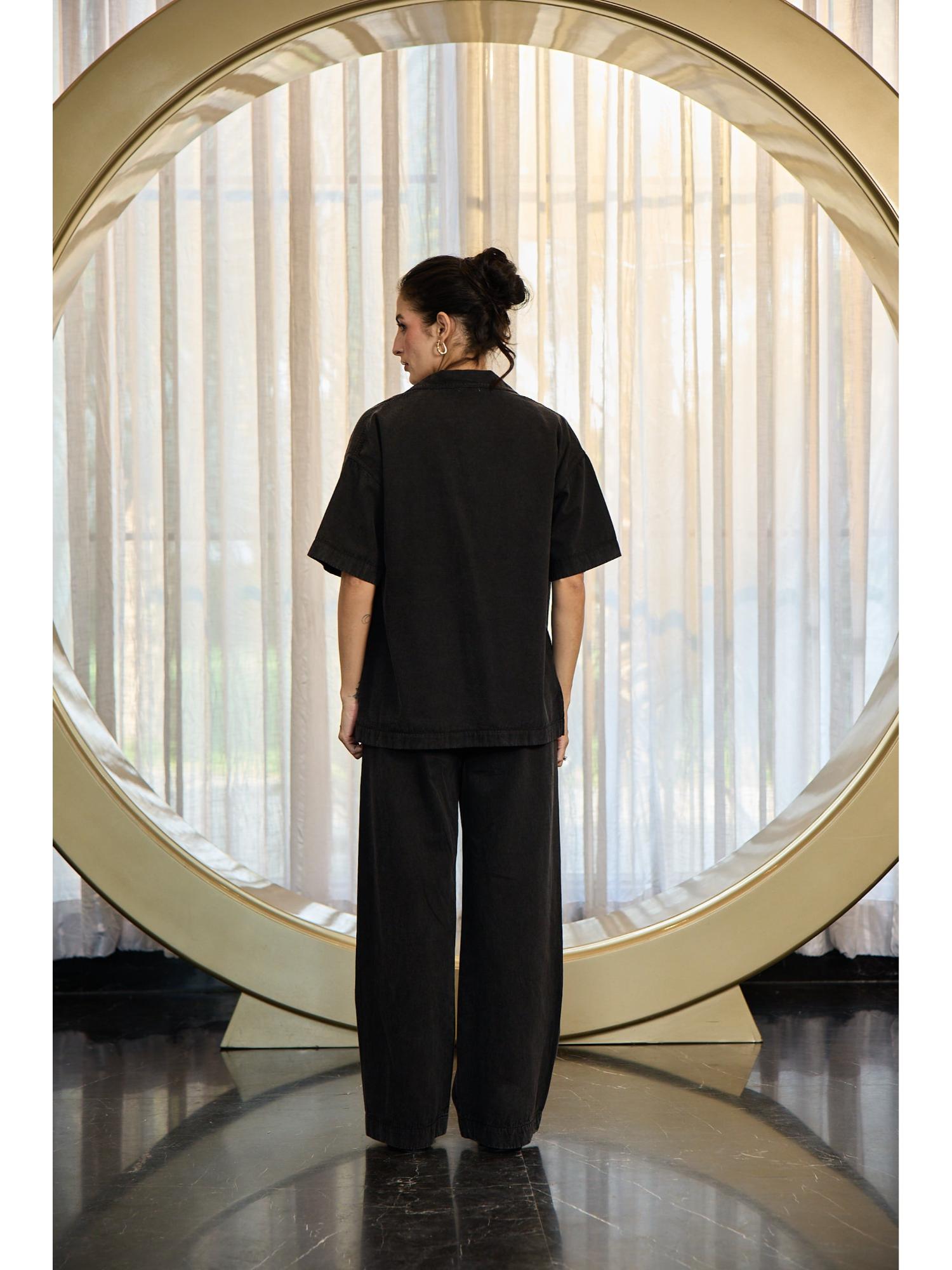Claudy Black Thread Work Top with Pant