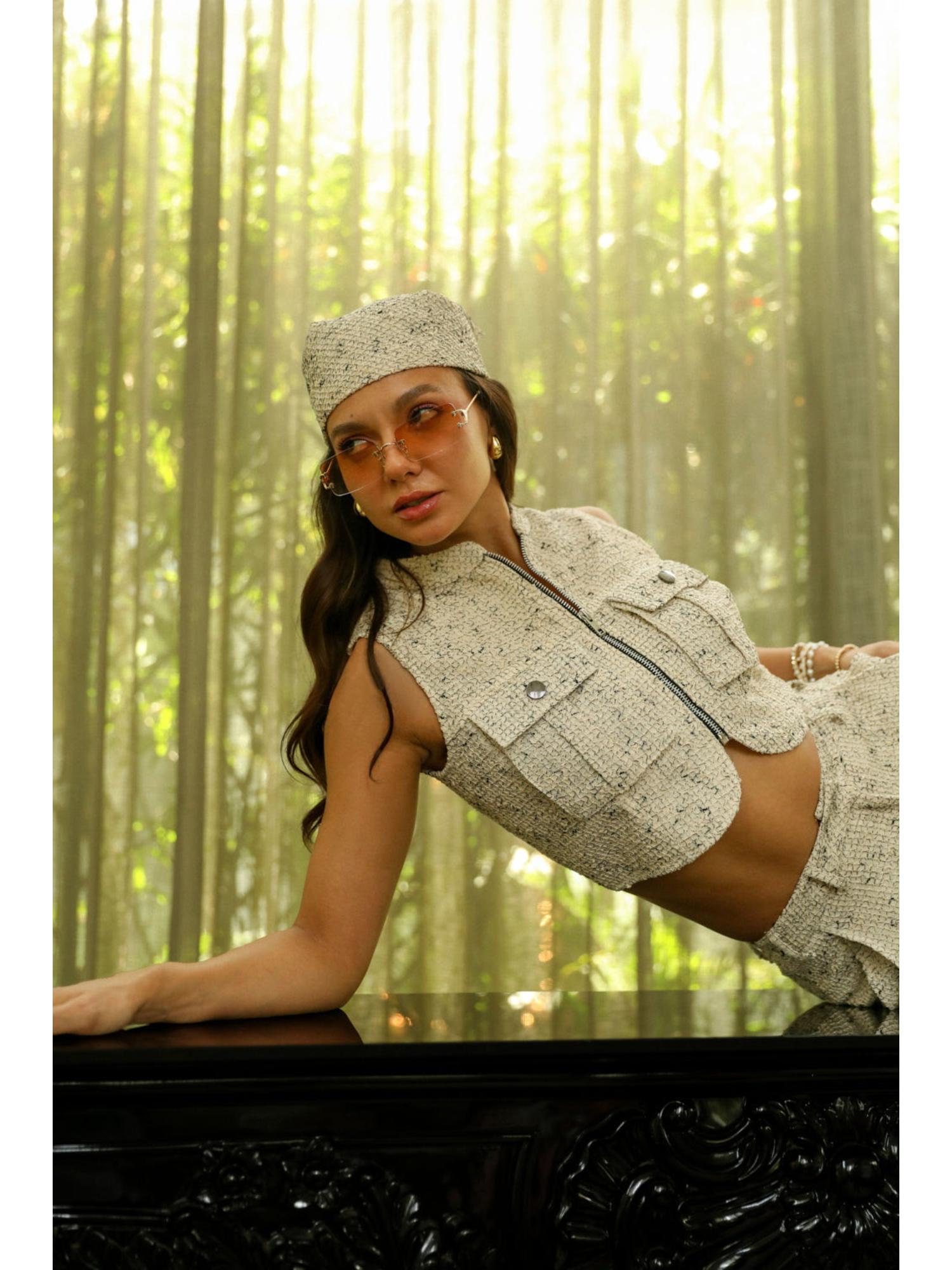 Clea Beige Printed Top with Pant