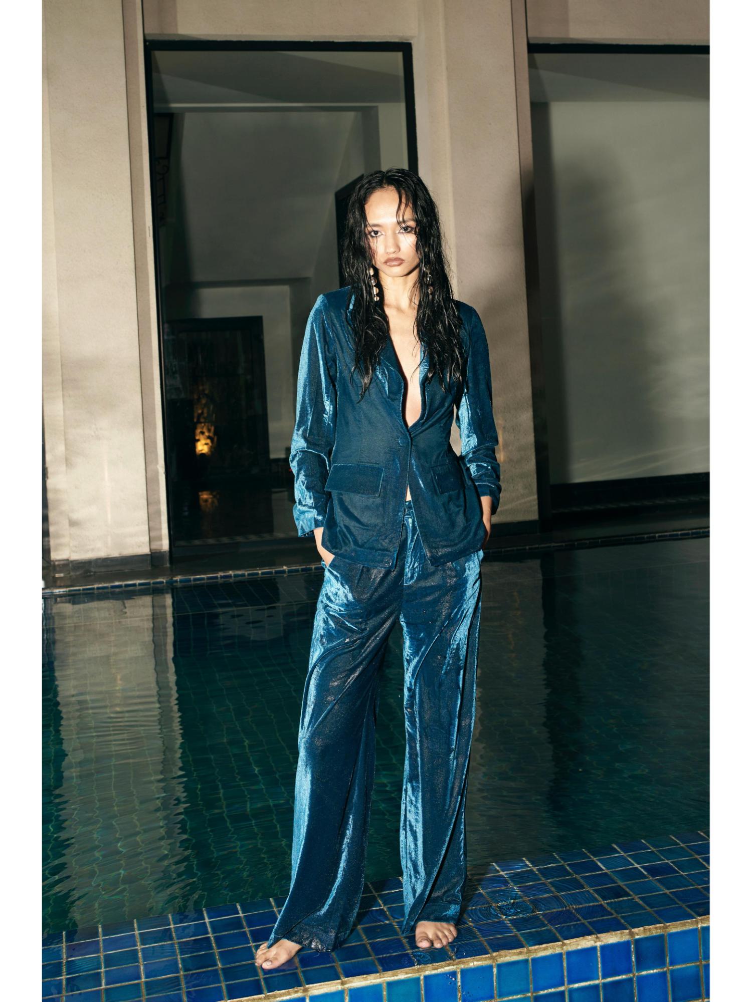 Mexik Velvet Blazer with Bralette and Pant