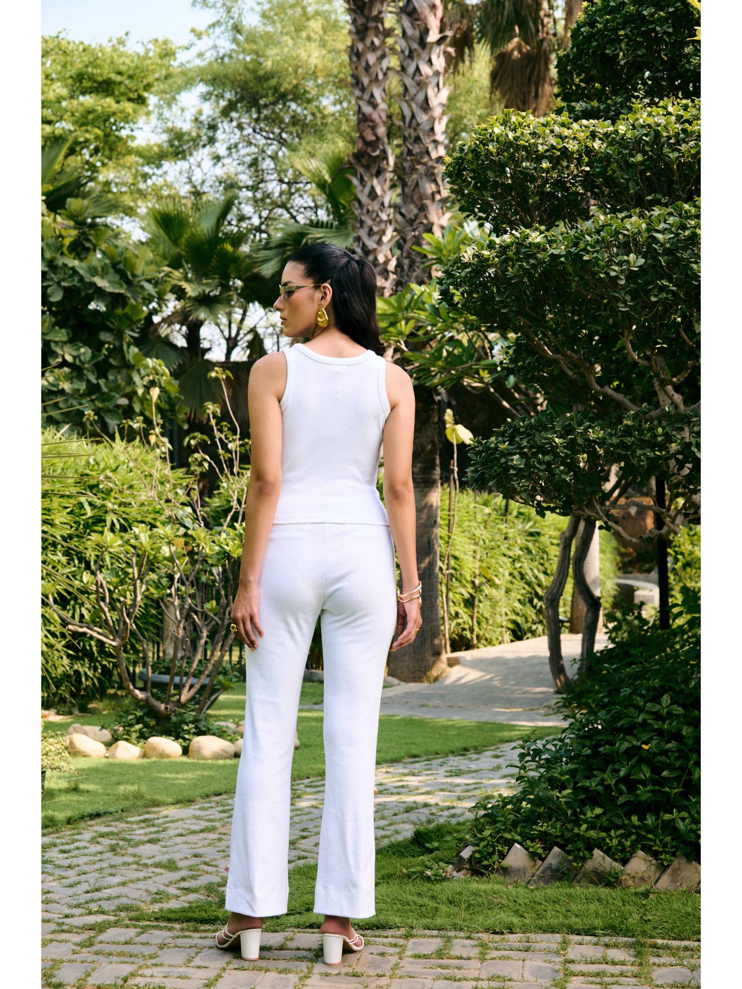 Odessa White Embellished Top with Pant