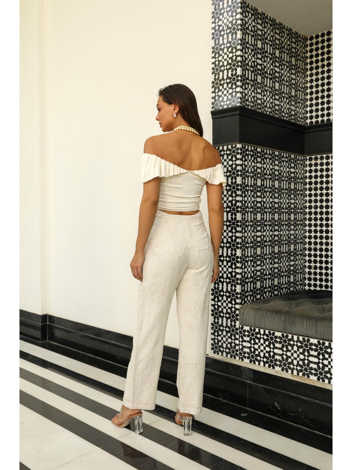 Riku Off White Cotton Top and Pant