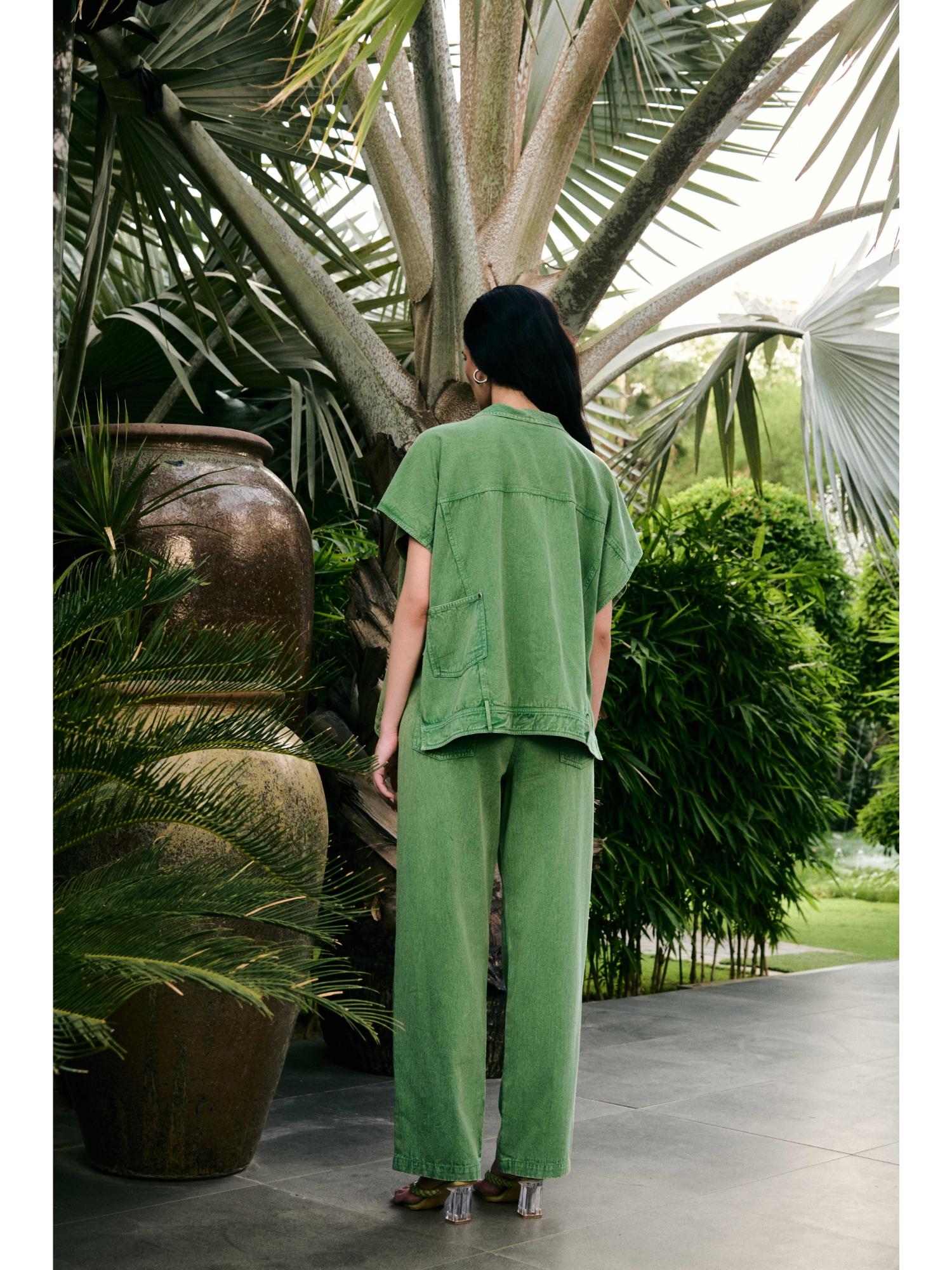 Yaeko Denim Green Top with Pant